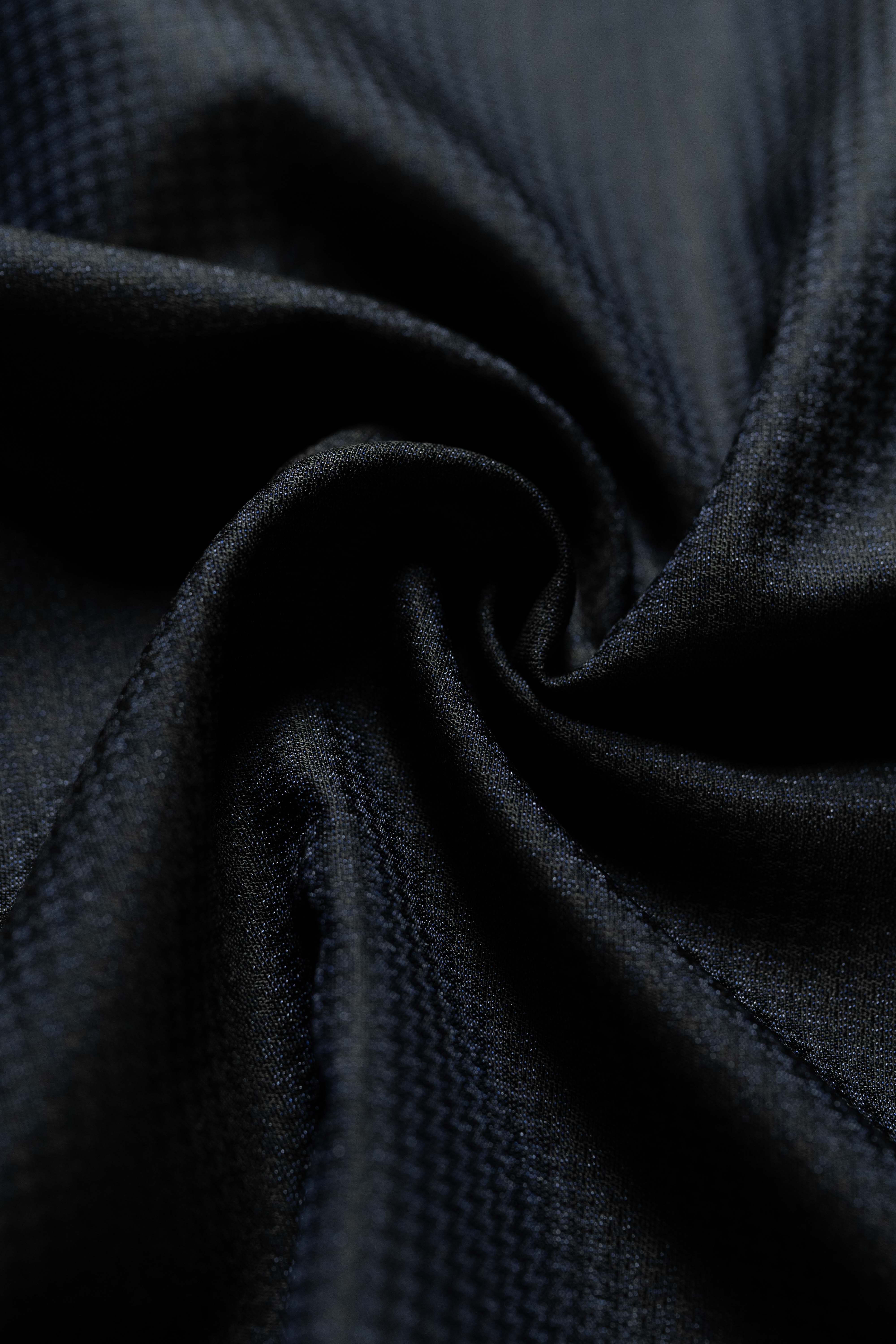 Scabal Dark Navy Festival Collection wool and polyester fabric, ideal for bespoke suit tailoring.