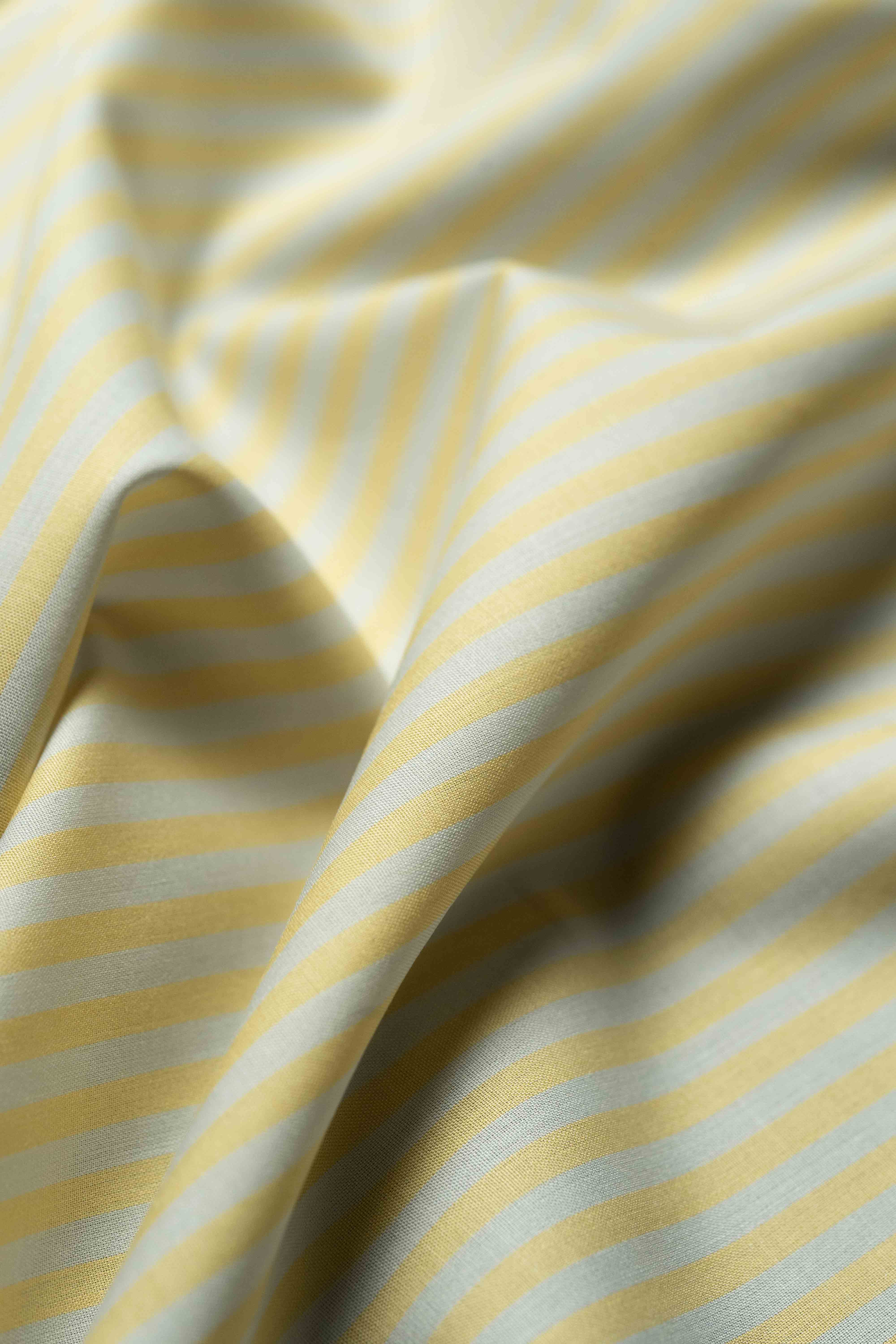 Carlo Riva Yellow Stripe Shirt Fabric with a width of 90cm, featuring soft yellow and white stripes.