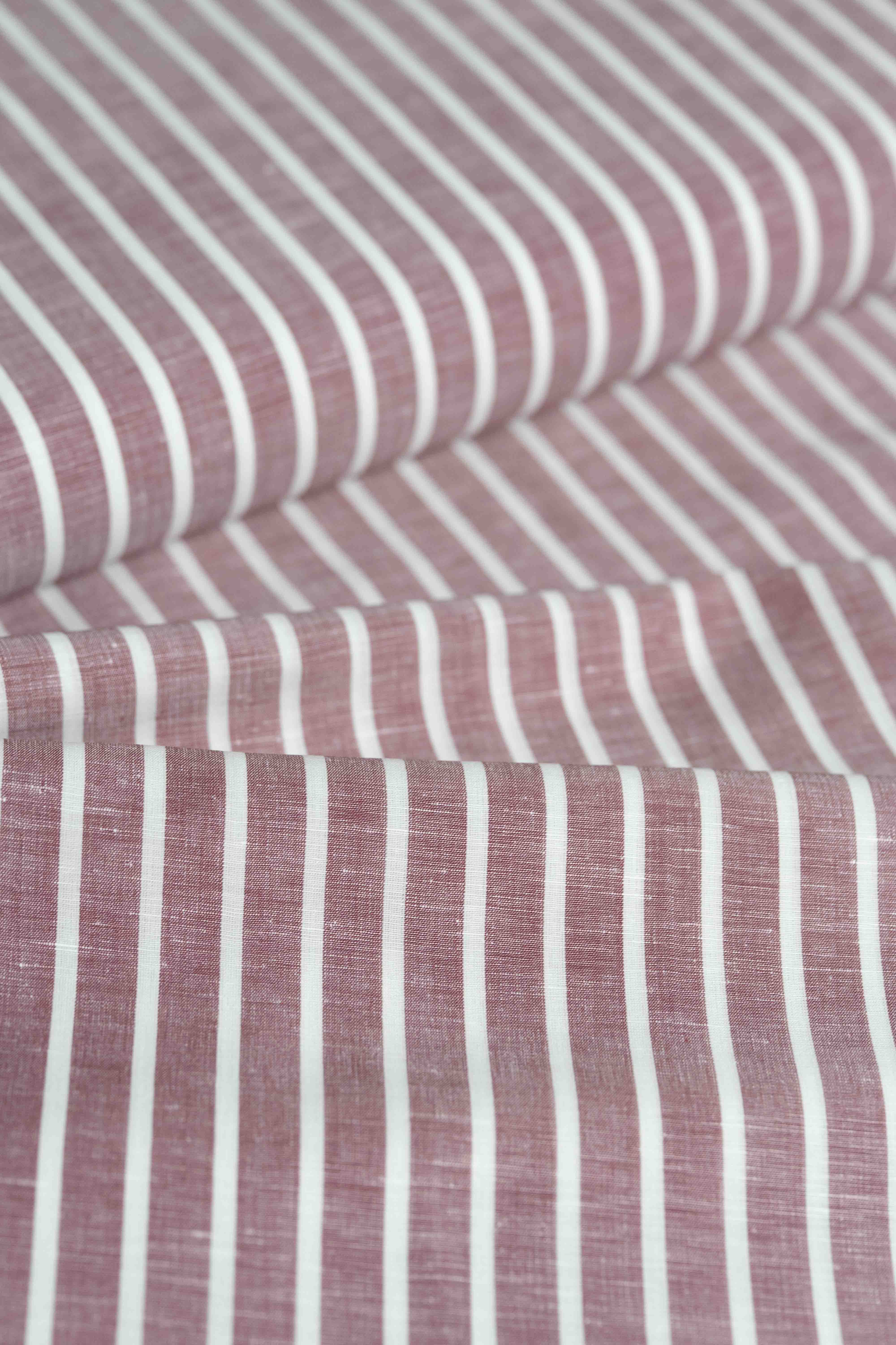 Carlo Riva Red Stripe Shirt Fabric showcasing elegant red and white stripes, ideal for stylish shirt making, 90cm width.