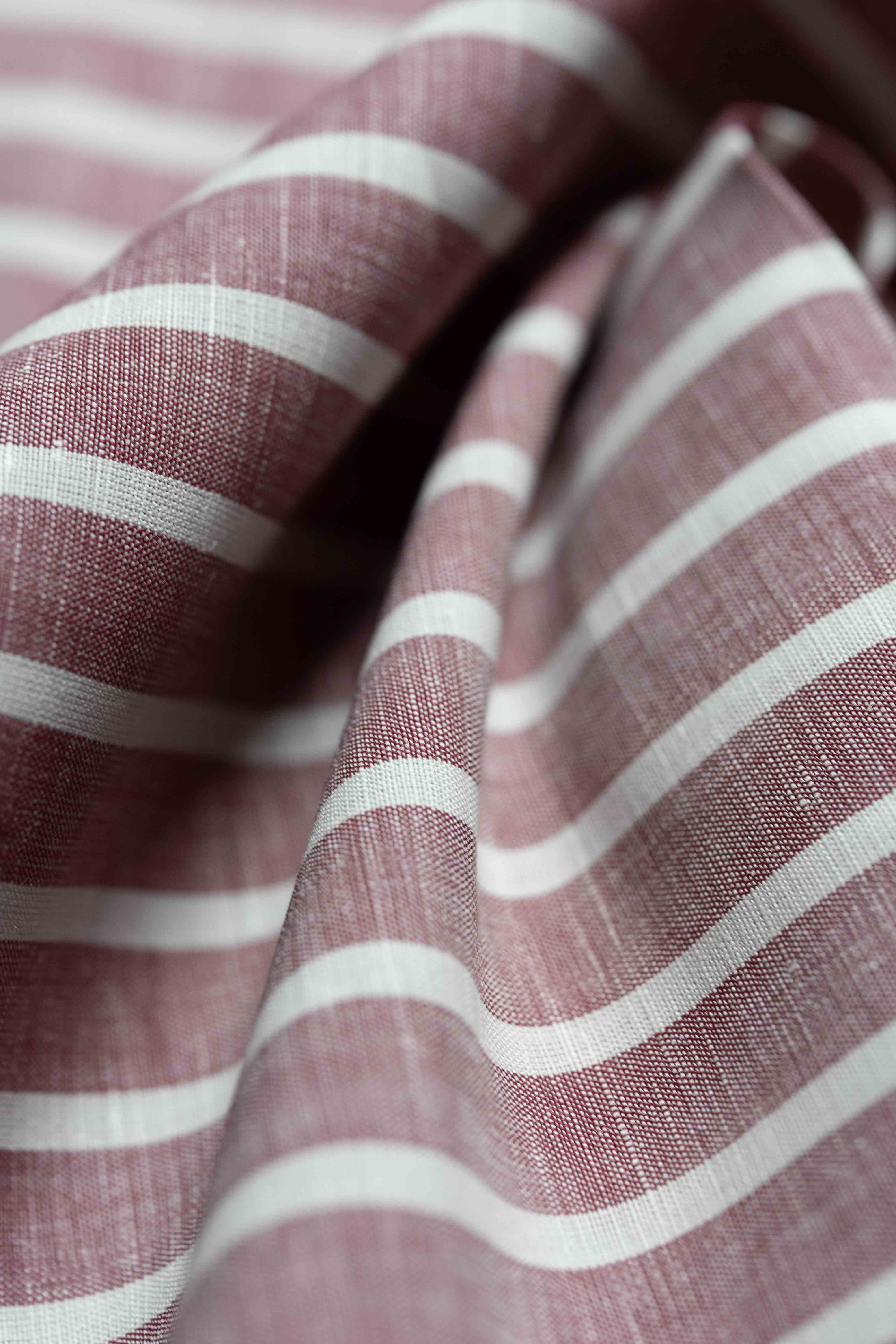 Carlo Riva Red Stripe Shirt Fabric with 90cm width showcasing elegant red and white stripes.