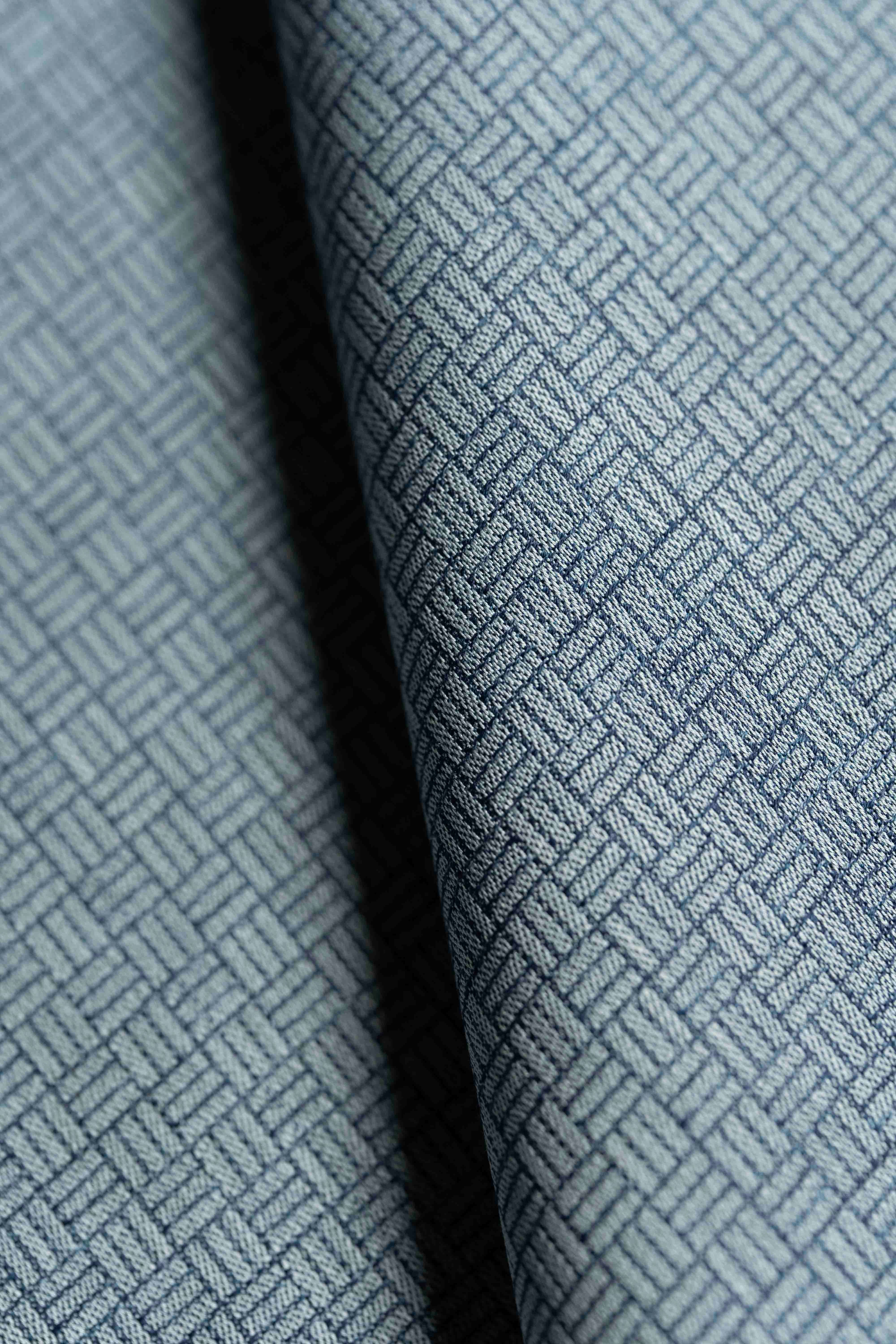 Carlo Riva Navy Geometric Shirt Fabric with a detailed pattern, width 90cm, perfect for stylish clothing.