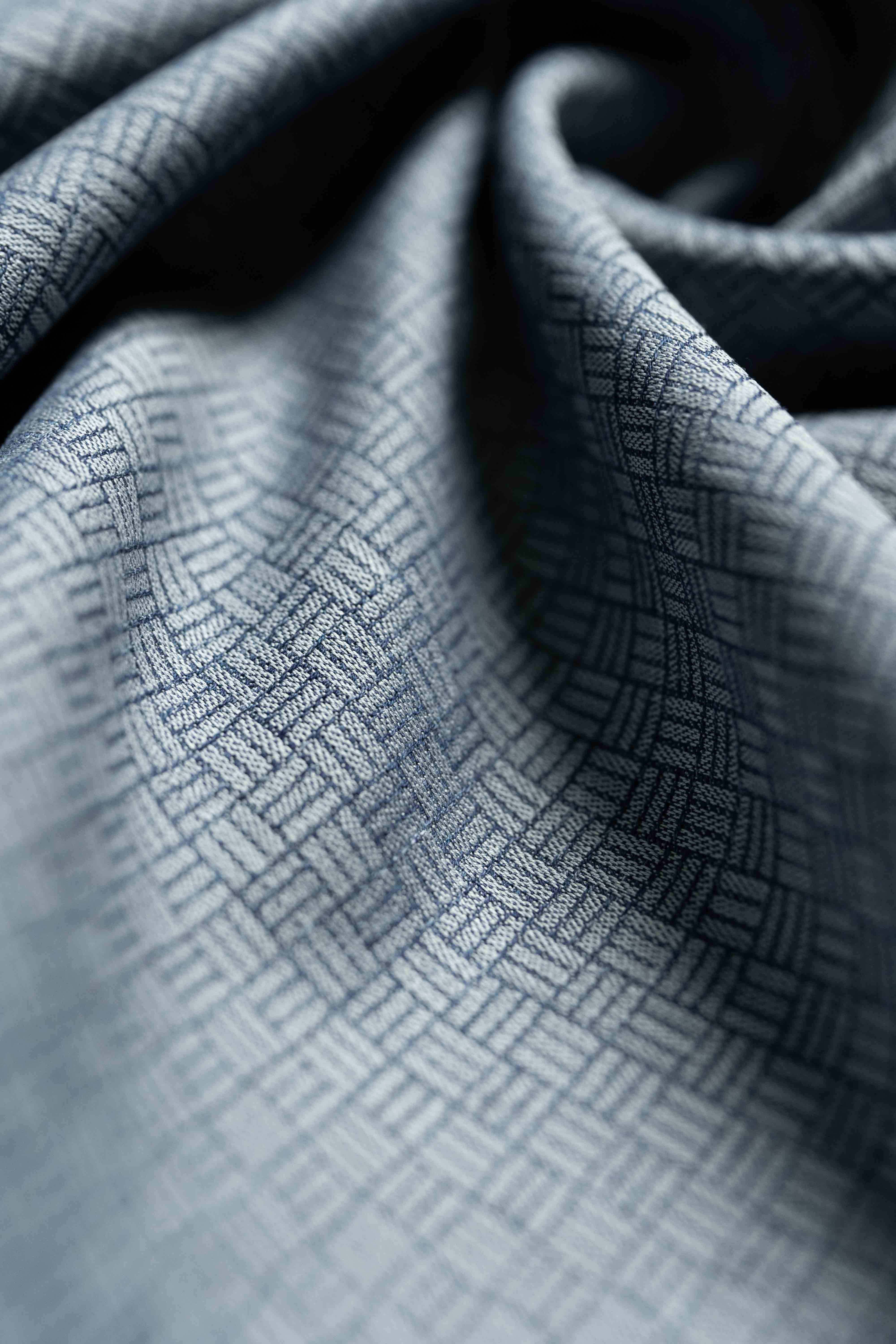 Carlo Riva Navy Geometric Shirt Fabric close-up showcasing its intricate texture and pattern.