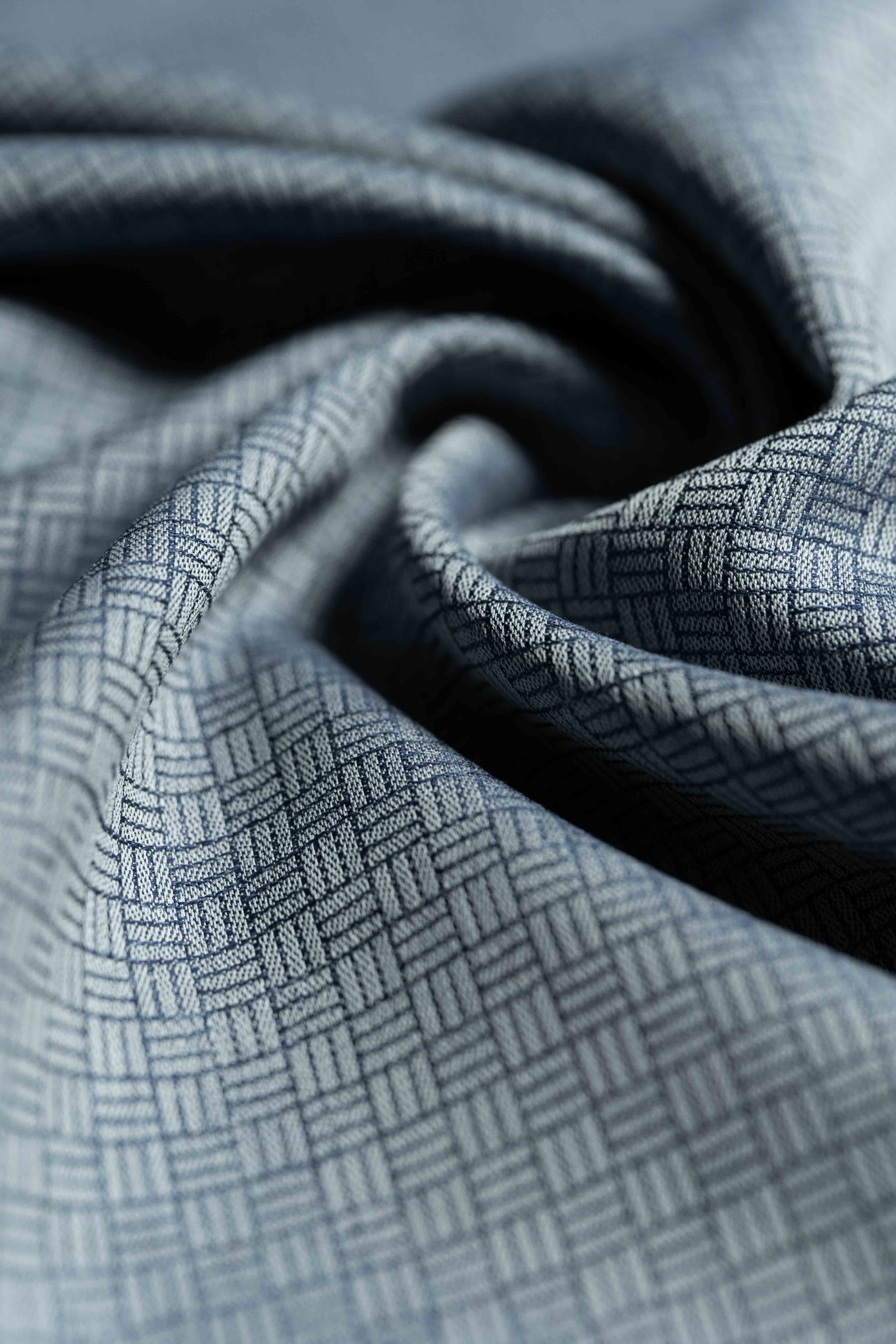 Carlo Riva Navy Geometric Shirt Fabric, showcasing intricate geometric patterns with a width of 90cm.