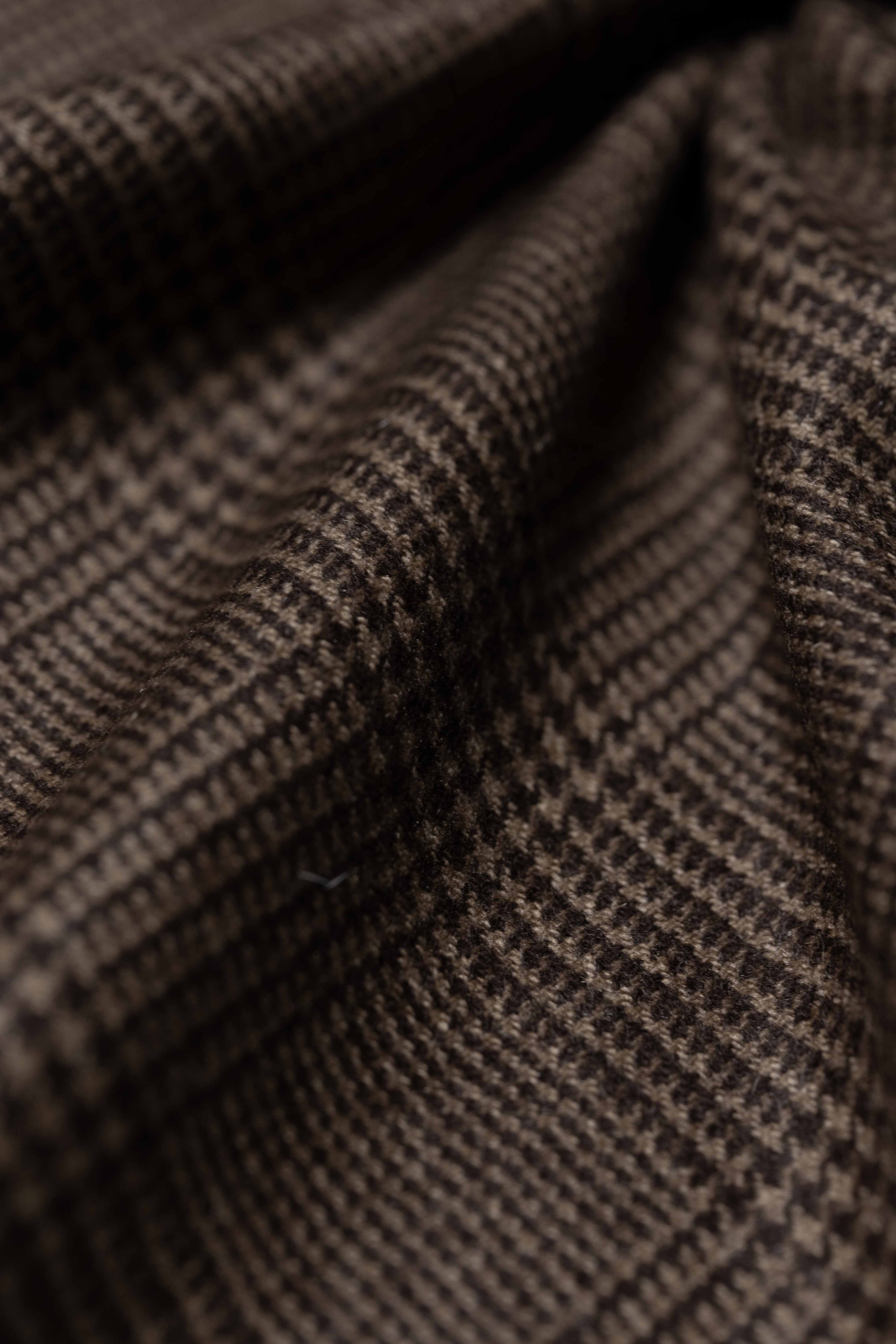 Joshua Ellis Brown Glen Plaid Pure Cashmere fabric close-up displaying rich textures