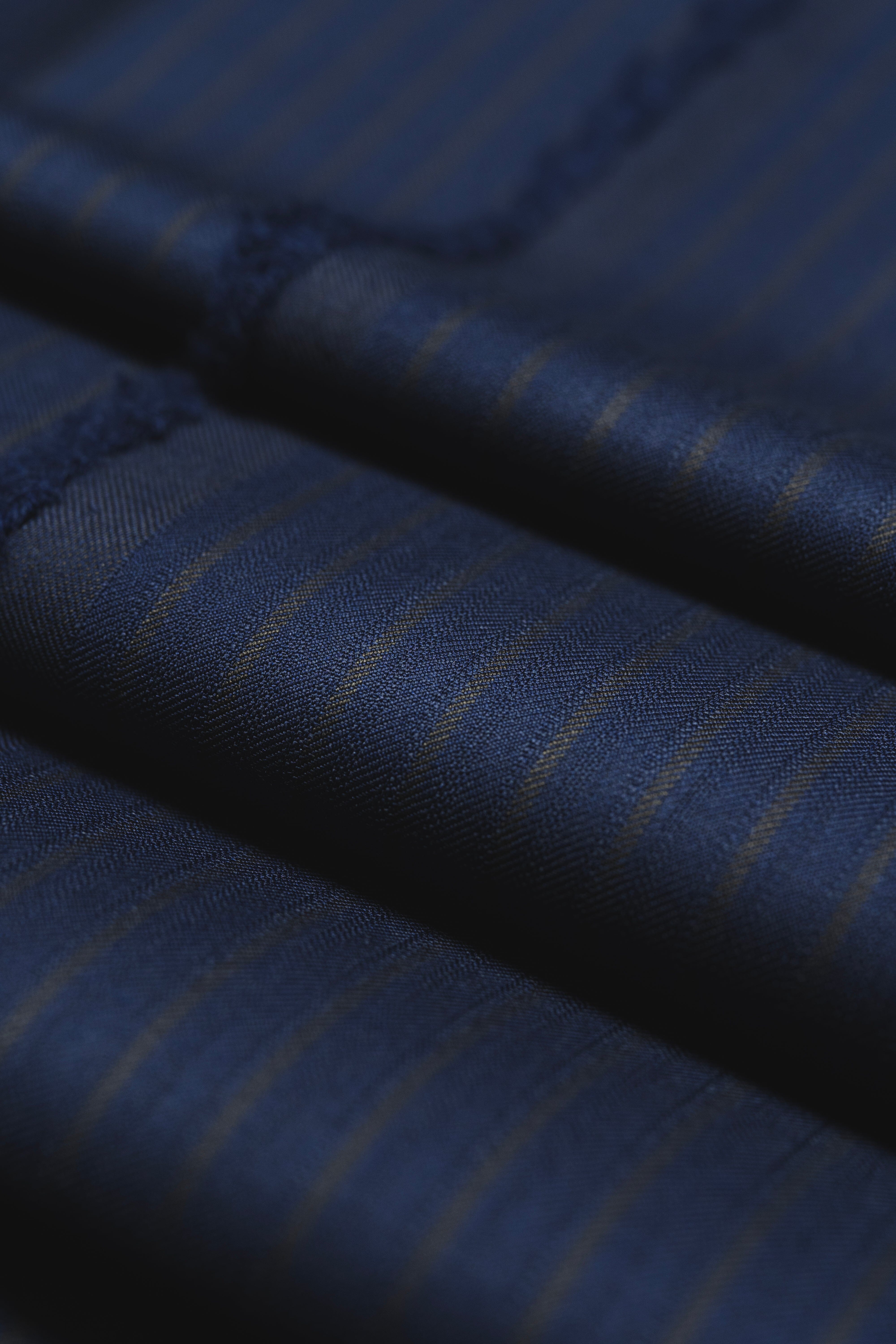Modern Suit Fabrics-Carlo Barbera 32334 Carlo Barbera Navy Stripe Wool Suiting-3m