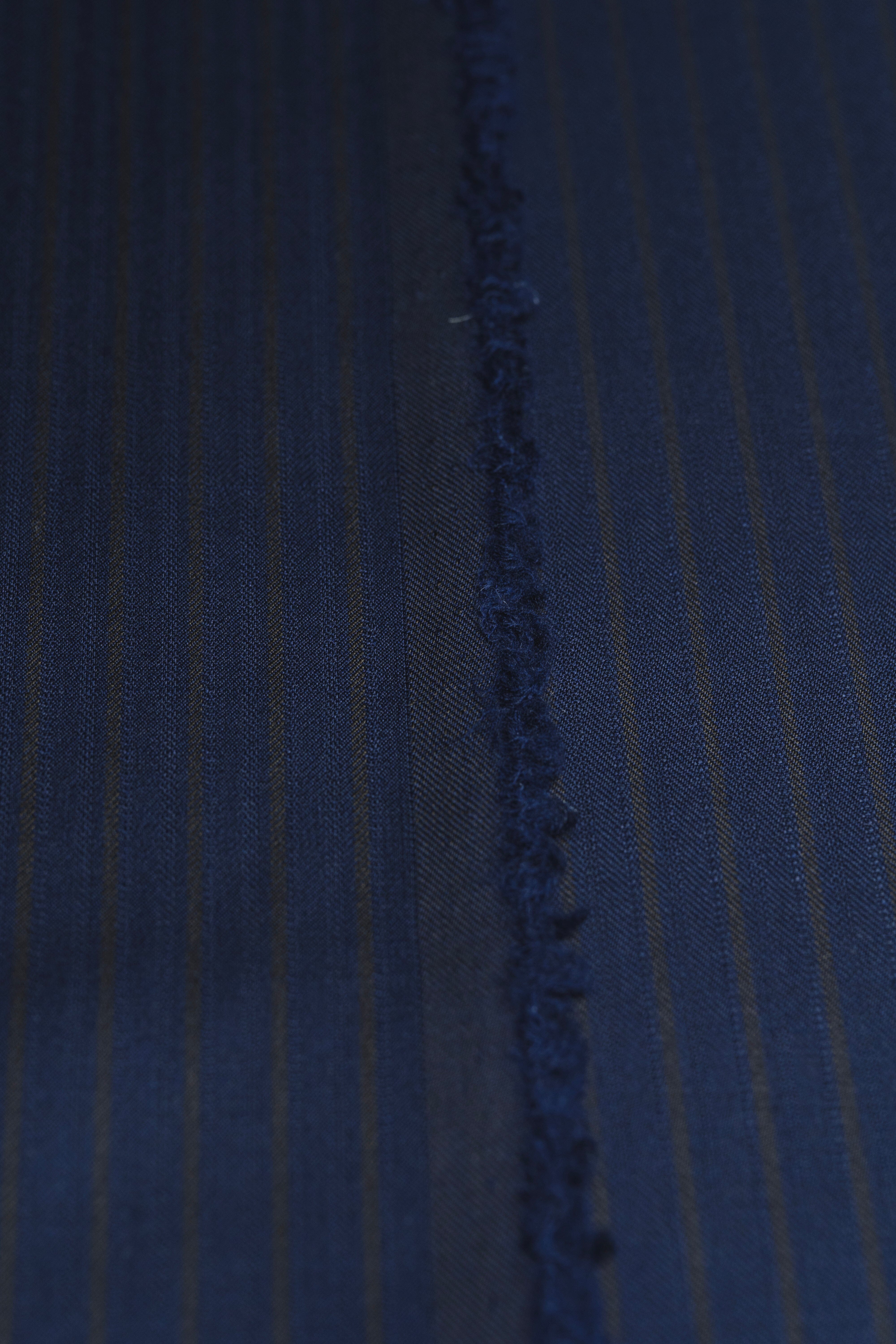 Modern Suit Fabrics-Carlo Barbera 32334 Carlo Barbera Navy Stripe Wool Suiting-3m