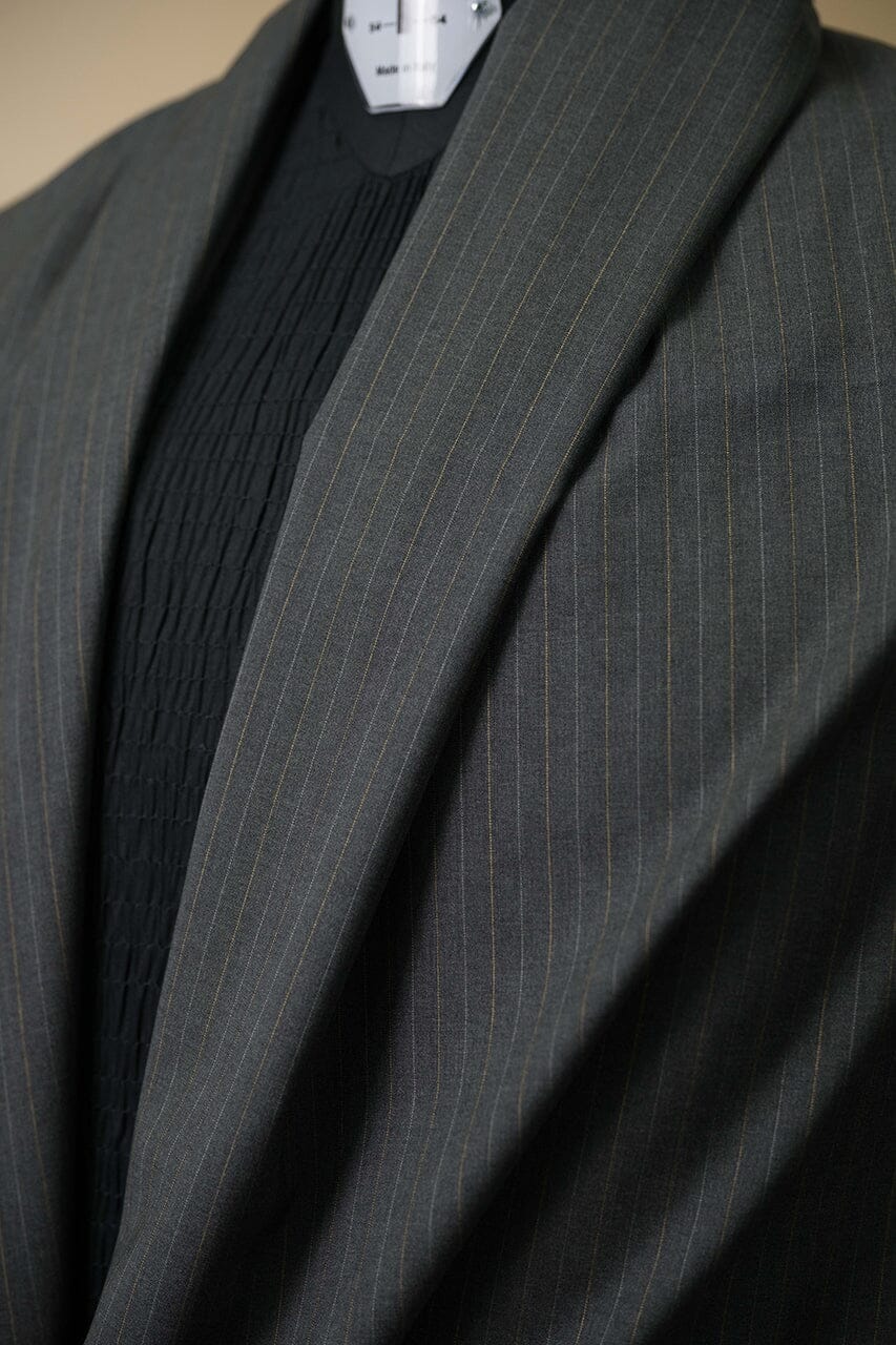 Vintage Suit Fabrics-CERRUTI 1881 V23233 Grey Stripe 120's Wool Suiting 3.2m