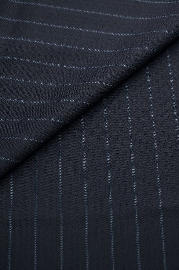 Vintage Suit Fabrics-Dormeuil V20386 Dormeuil Navy Stripe Pure Wool -1.9m