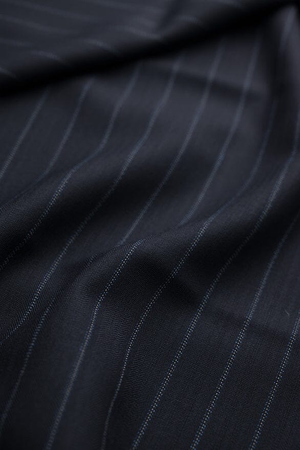 Vintage Suit Fabrics-Dormeuil V20386 Dormeuil Navy Stripe Pure Wool -1.9m