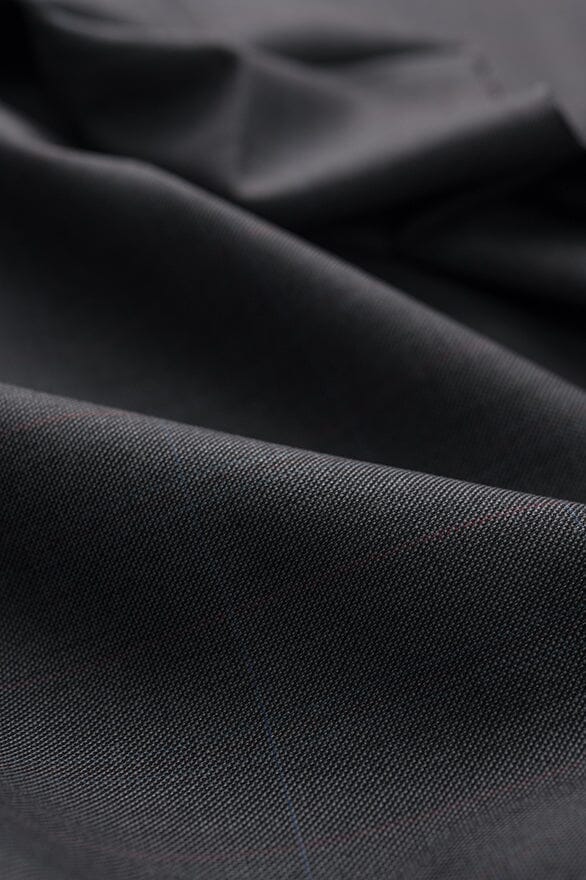 Vintage Suit Fabrics-Dormeuil V20401 Dormeuil Charcoal Windowpane Suiting -3m