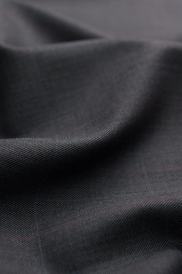 Vintage Suit Fabrics-Dormeuil V20401 Dormeuil Charcoal Windowpane Suiting -3m