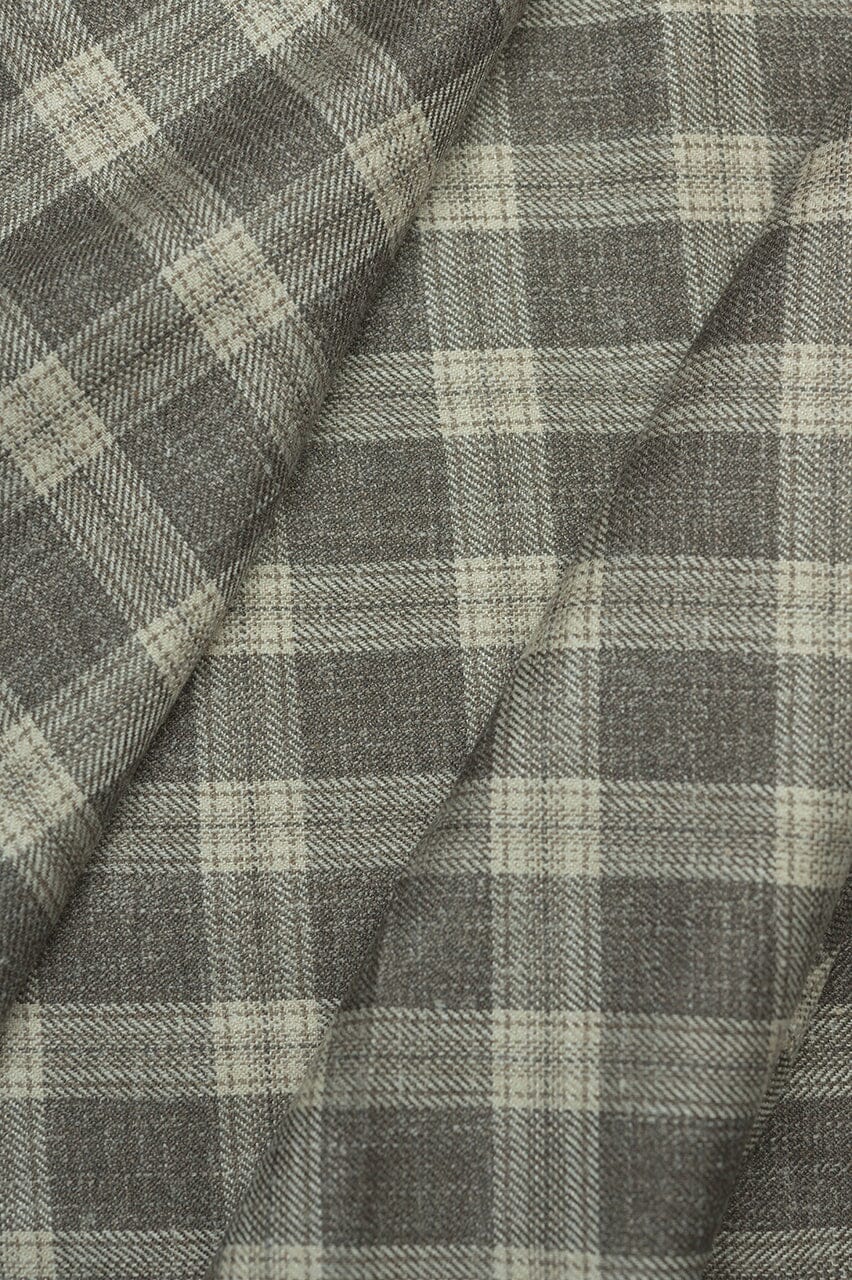 LaGondola Suit Fabric-E.Thomas GC50127 E.Thomas Taupe Plaid Jacketing