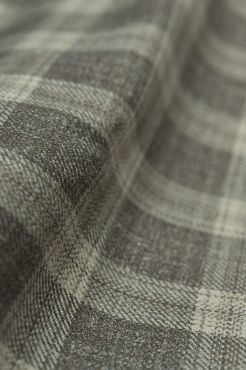 LaGondola Suit Fabric-E.Thomas GC50127 E.Thomas Taupe Plaid Jacketing
