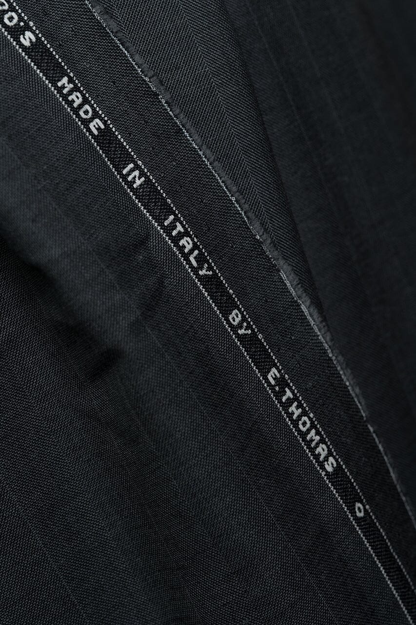 Vintage Suit Fabrics-E.Thomas V23314 E.Thomas Grey Stripe Herringbone Wool Suiting -3.2m
