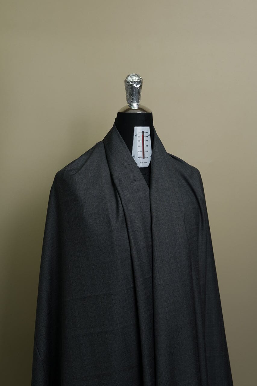 Vintage Suit Fabrics-E.Thomas V23314 E.Thomas Grey Stripe Herringbone Wool Suiting -3.2m