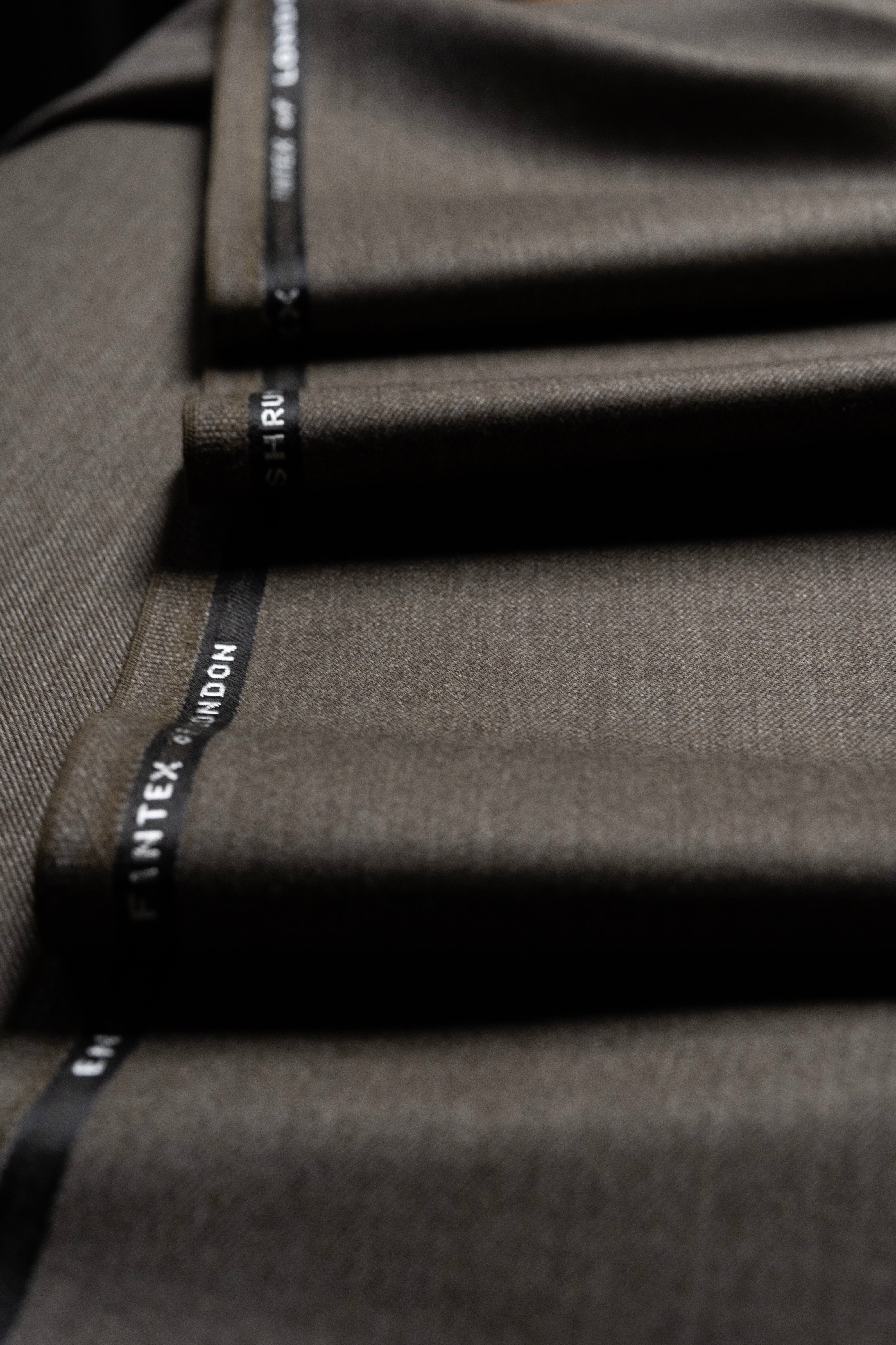 Modern Suit Fabrics-Fintex of London FS20724 Fintex of London Brown Cavalry Twill Wool Suiting-1.75m