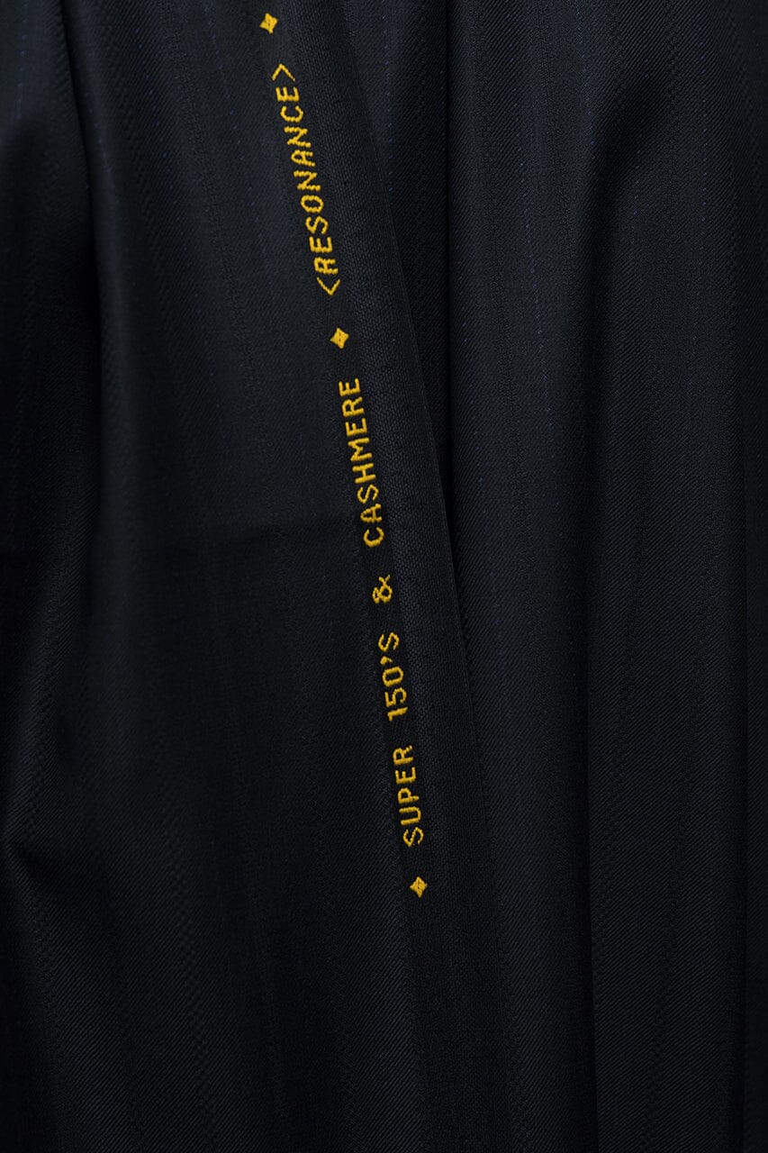 Vintage Suit Fabrics-Giorgio Vallino V23357 Giorgio Vallino Black Stripe Wool Cashmere Suiting -3m