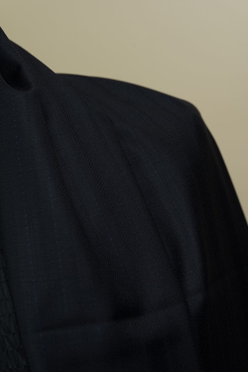 Vintage Suit Fabrics-Giorgio Vallino V23357 Giorgio Vallino Black Stripe Wool Cashmere Suiting -3m