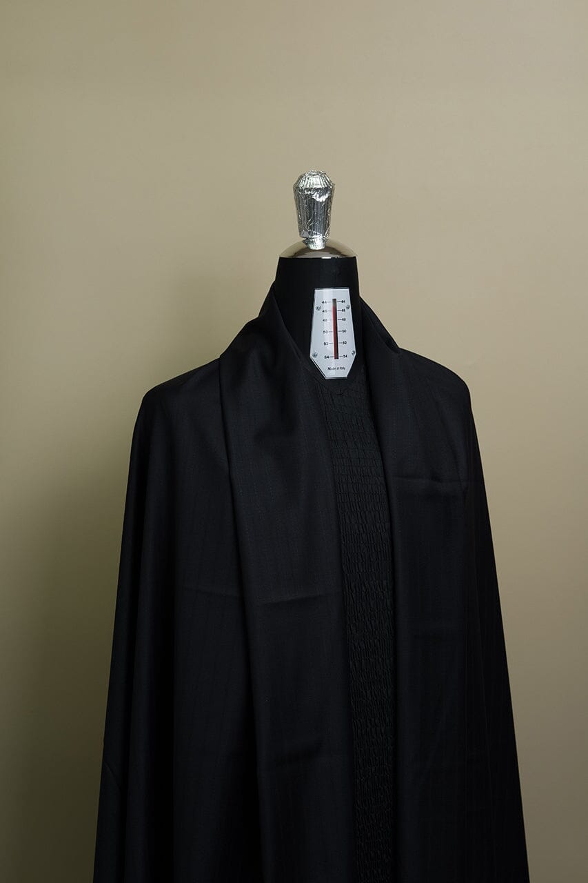 Vintage Suit Fabrics-Giorgio Vallino V23357 Giorgio Vallino Black Stripe Wool Cashmere Suiting -3m