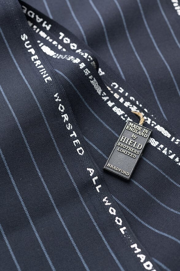Vintage Suit Fabrics-Hield V20261 Superfine Dark Navy Stripe Suiting-2.8m