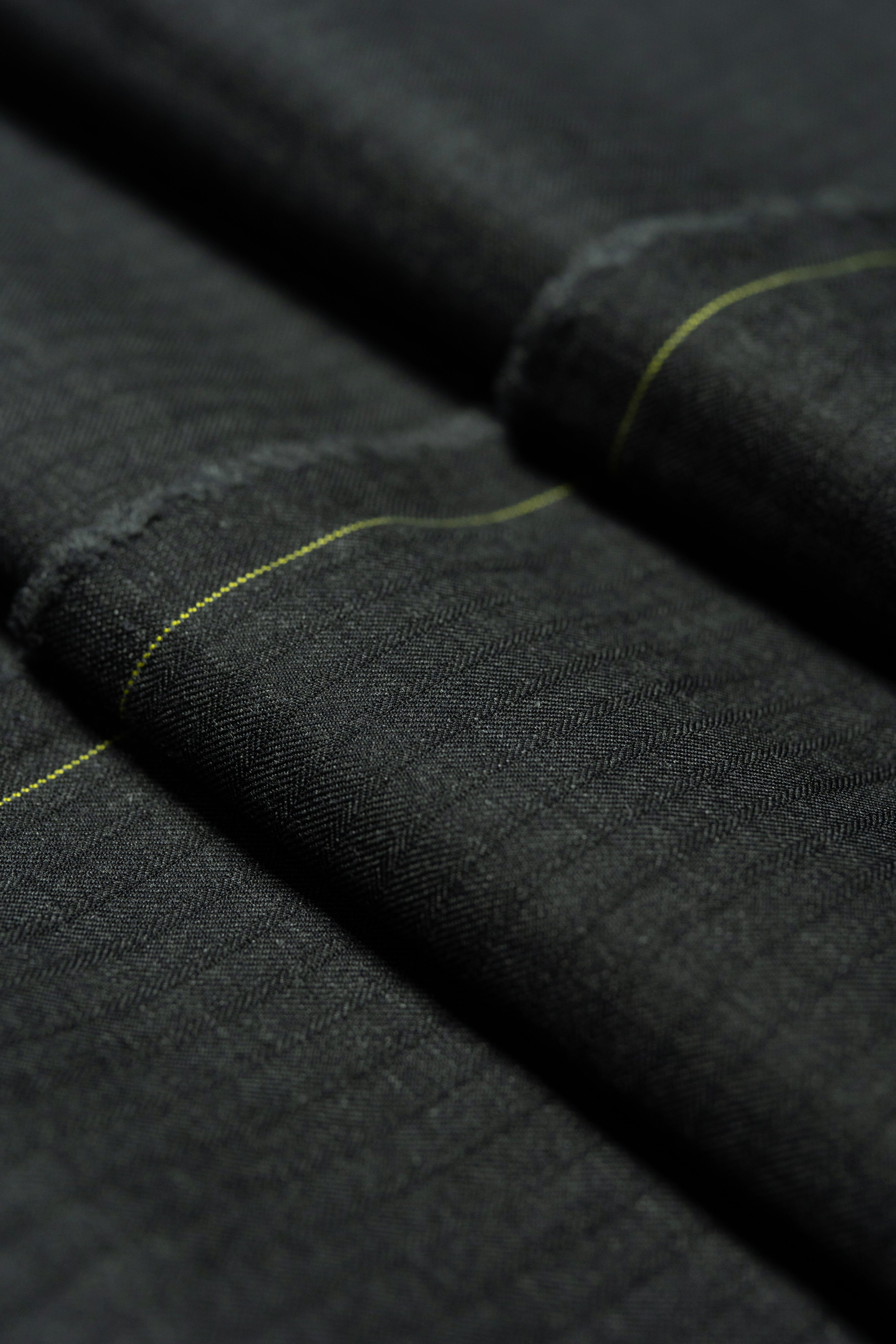 Modern Suit Fabrics-Holland & Sherry GC30246 Holland & Sherry Charcoal Herringbone Super 130's Wool Suiting - 2.9m