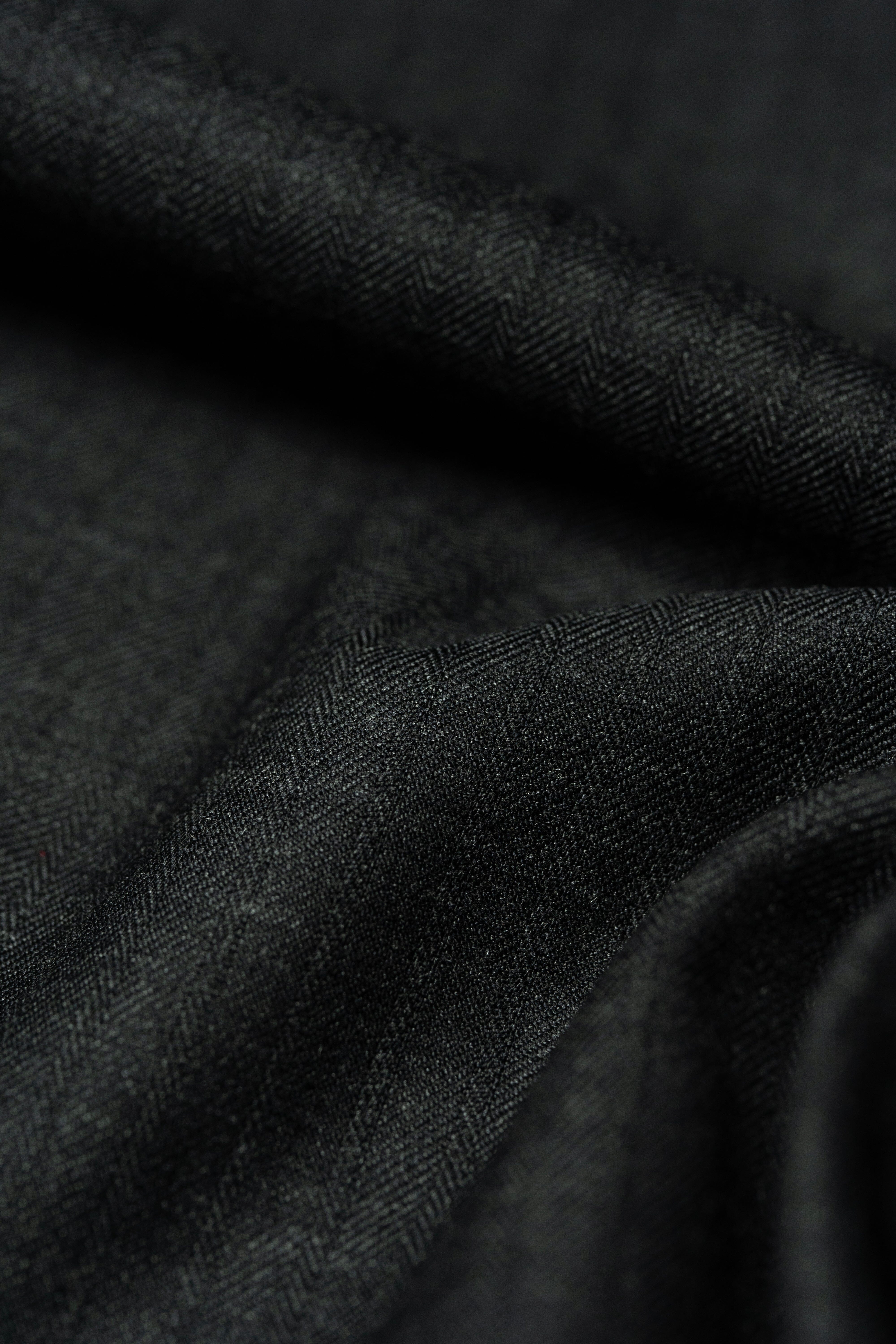 Modern Suit Fabrics-Holland & Sherry GC30246 Holland & Sherry Charcoal Herringbone Super 130's Wool Suiting - 2.9m