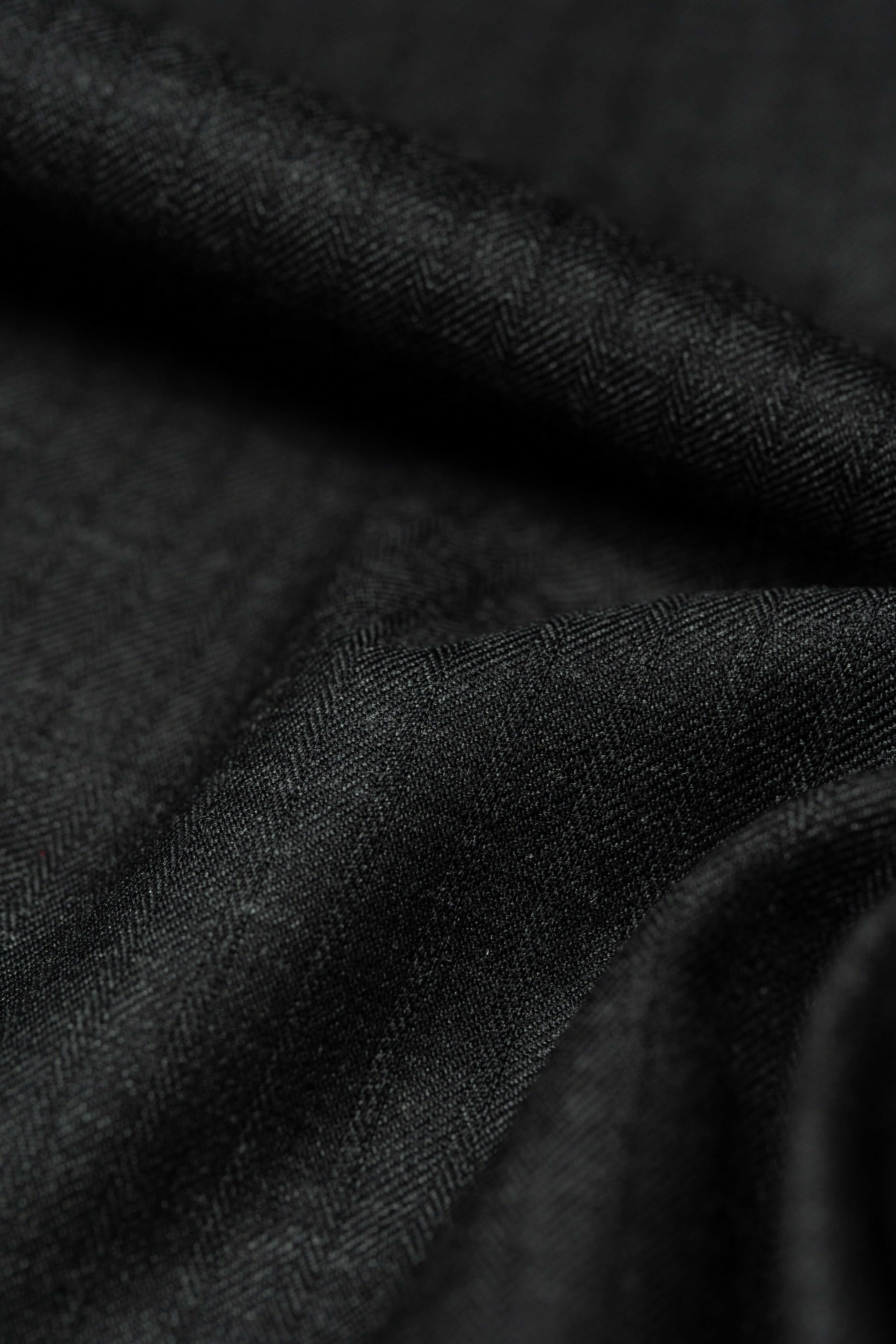 Modern Suit Fabrics-Holland & Sherry GC30246 Holland & Sherry Charcoal Herringbone Super 130's Wool Suiting - 2.9m