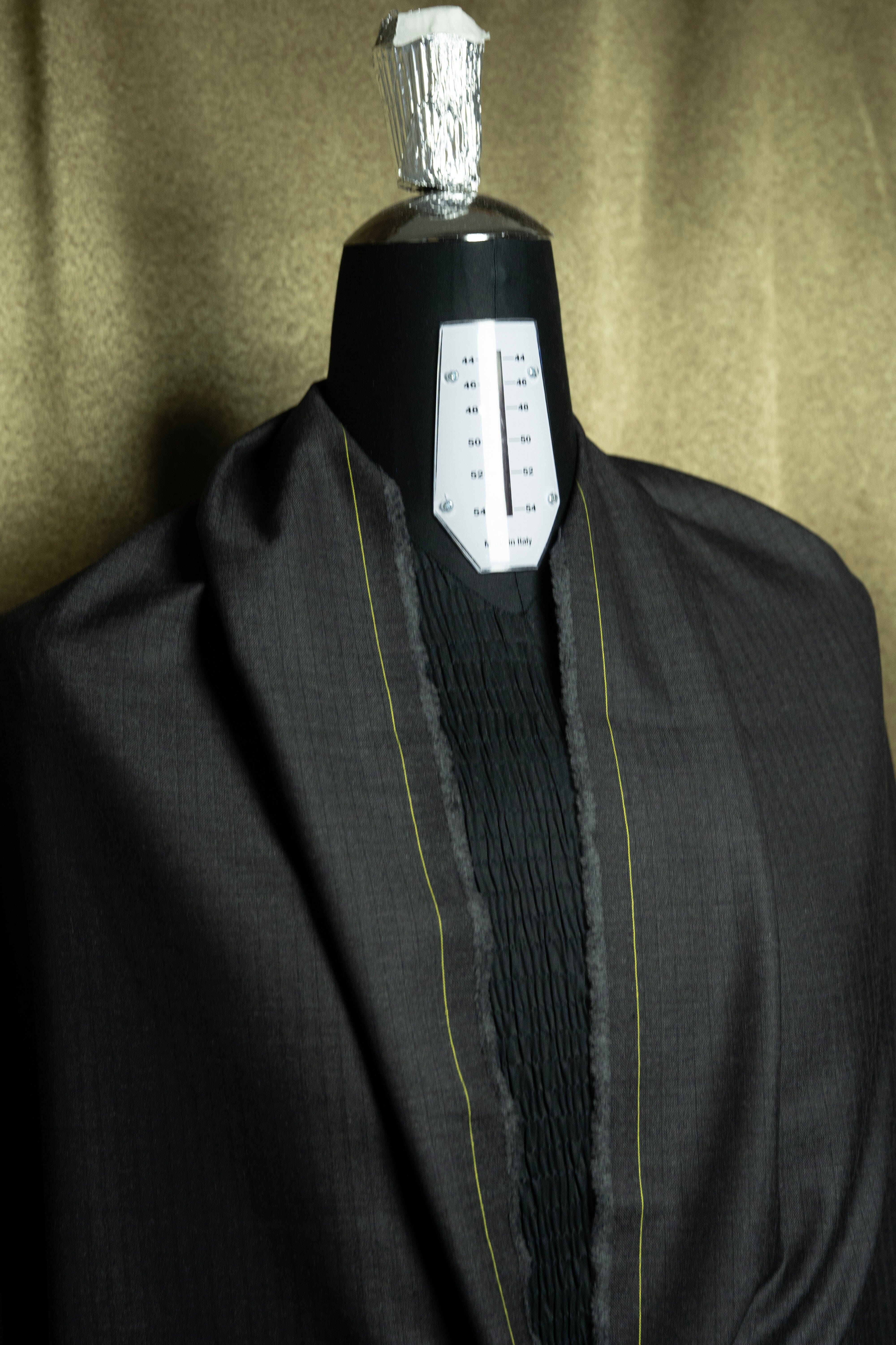 Modern Suit Fabrics-Holland & Sherry GC30246 Holland & Sherry Charcoal Herringbone Super 130's Wool Suiting - 2.9m