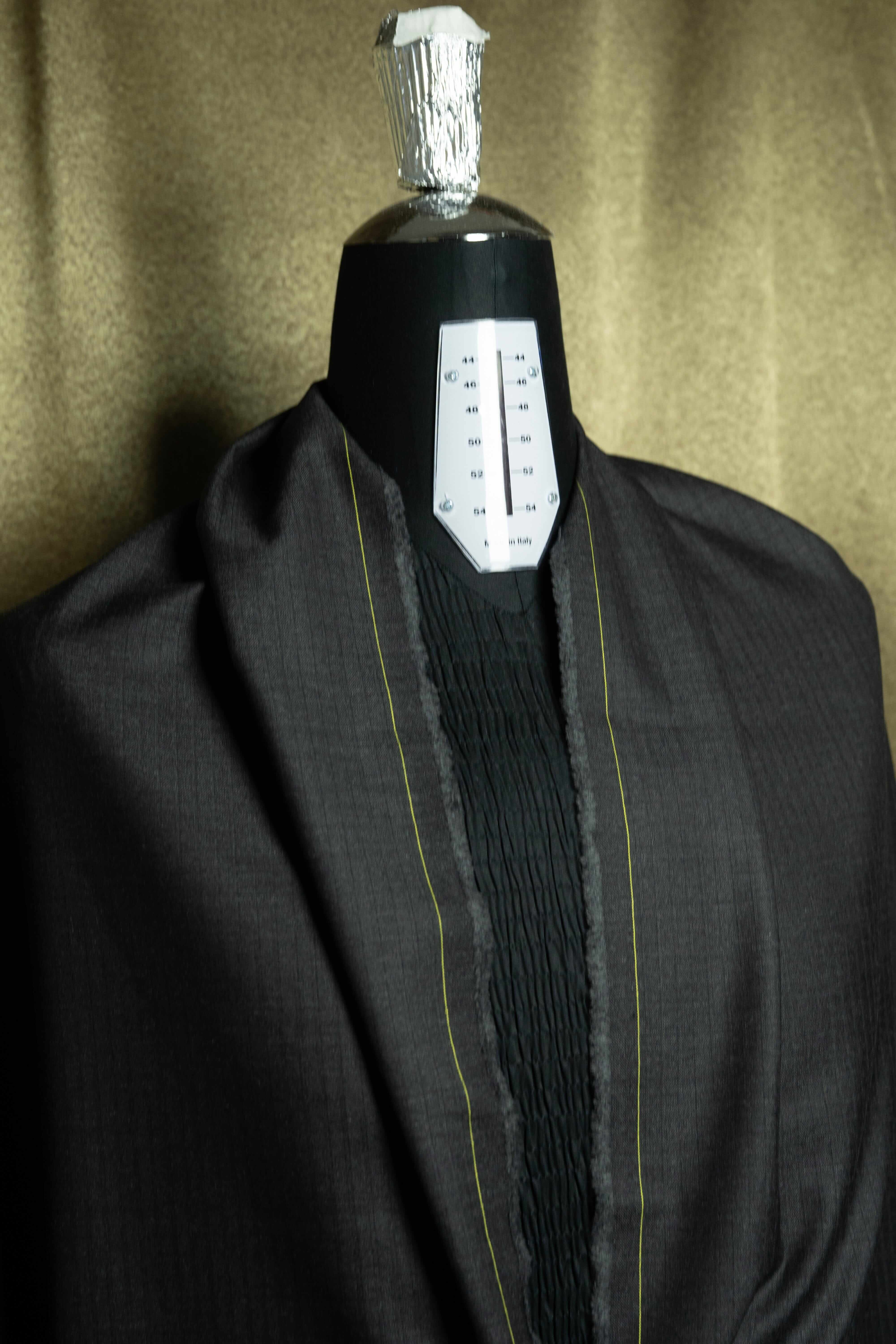 Modern Suit Fabrics-Holland & Sherry GC30246 Holland & Sherry Charcoal Herringbone Super 130's Wool Suiting - 2.9m