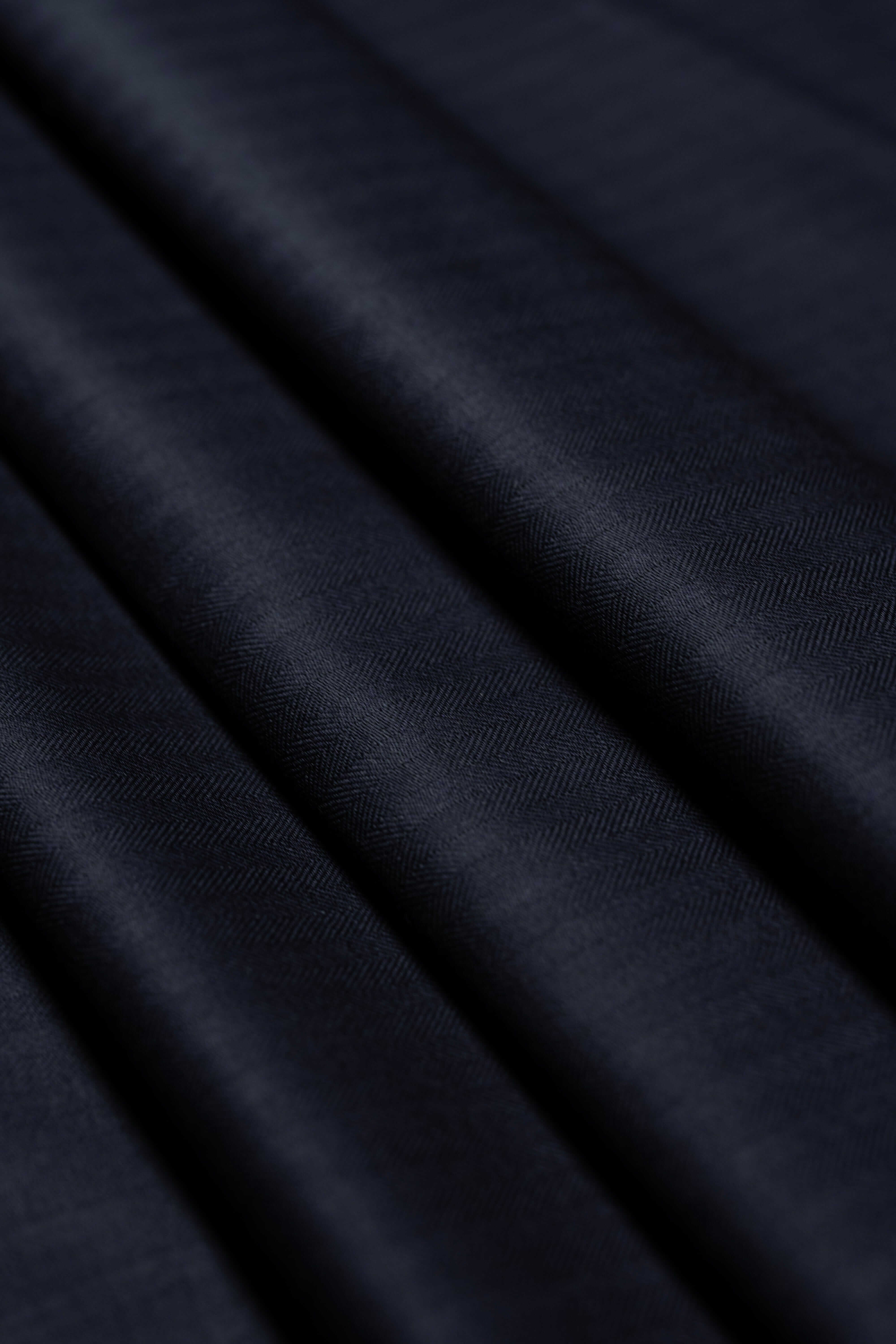 Modern Suit Fabrics-Huddersfield Cloth LS3726 Huddersfield Cloth Midnight Blue Herringbone 120's Merino Trousers - 1.8m