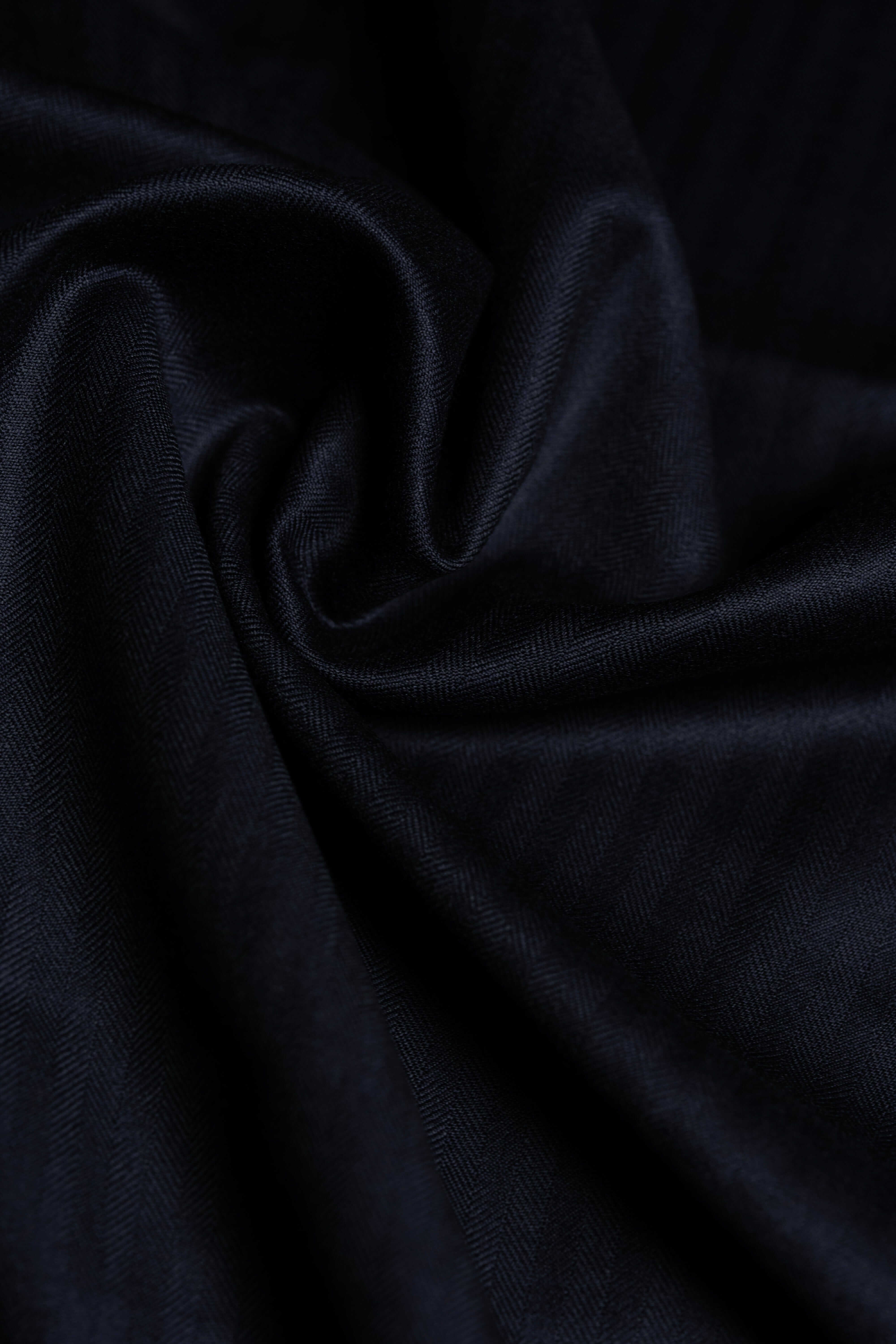 Modern Suit Fabrics-Huddersfield Cloth LS3726 Huddersfield Cloth Midnight Blue Herringbone 120's Merino Trousers - 1.8m