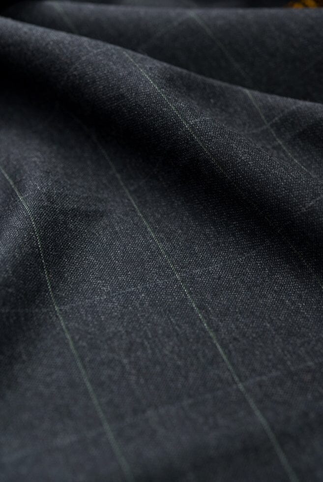 Vintage Suit Fabrics-Jakob Krebs V20139 Dark Charcoal Windowpane Suiting-2.9m