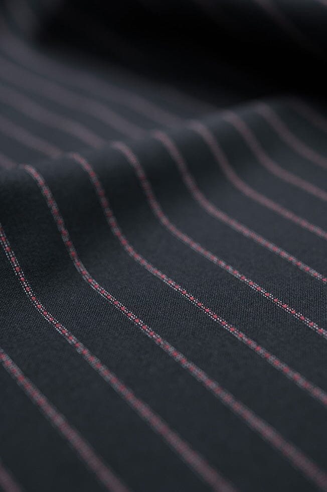 Vintage Suit Fabrics-John Cooper V20257 Red Stripe Wool-3m