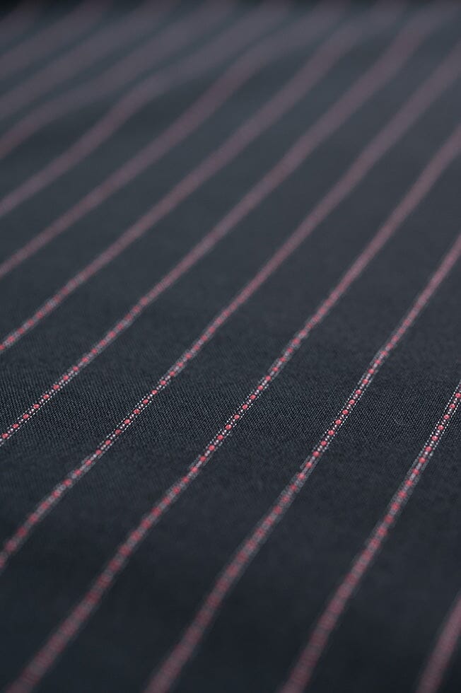 Vintage Suit Fabrics-John Cooper V20257 Red Stripe Wool-3m