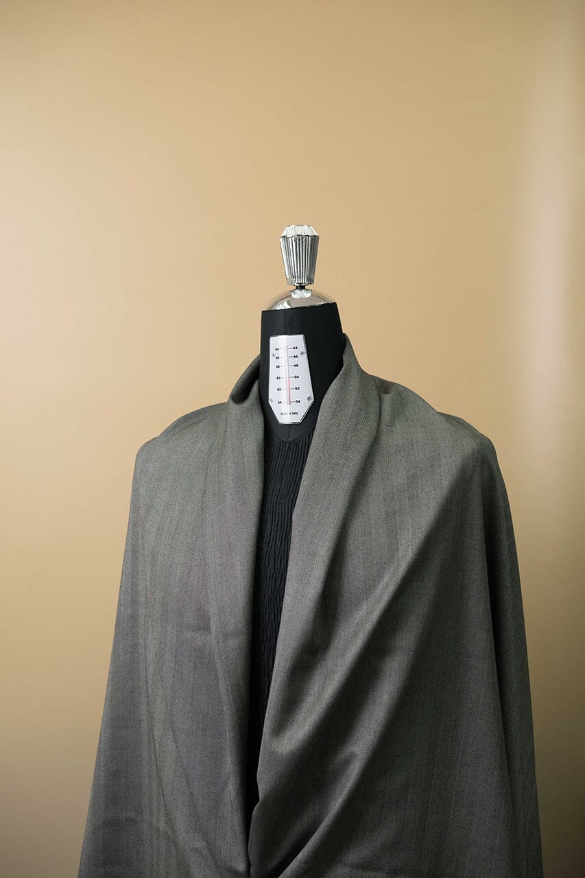 Vintage Suit Fabrics-John Taylors V23247 Charcoal Herringbone Wool Suiting -1.8m