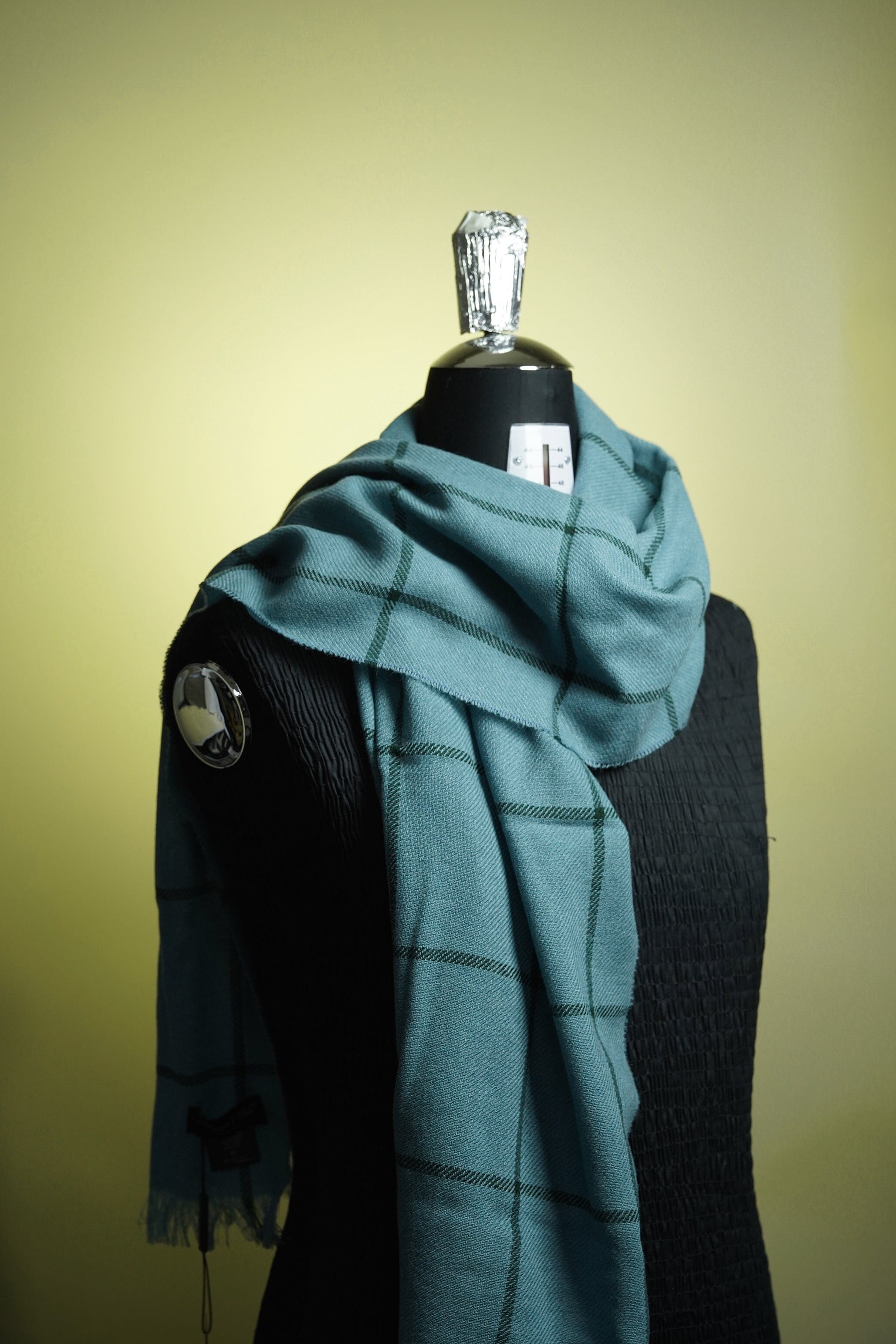 Accessories-Joshua Ellis Joshua Ellis Lightweight Cashmere Scarves in Eau De Nil Windowpane