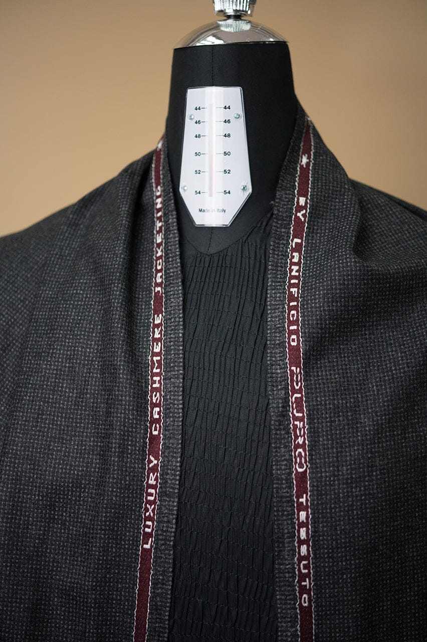 Modern Suit Fabrics-LaGondola SEC2305 Dark Charcoal Pinhead Jacketing-2.1m