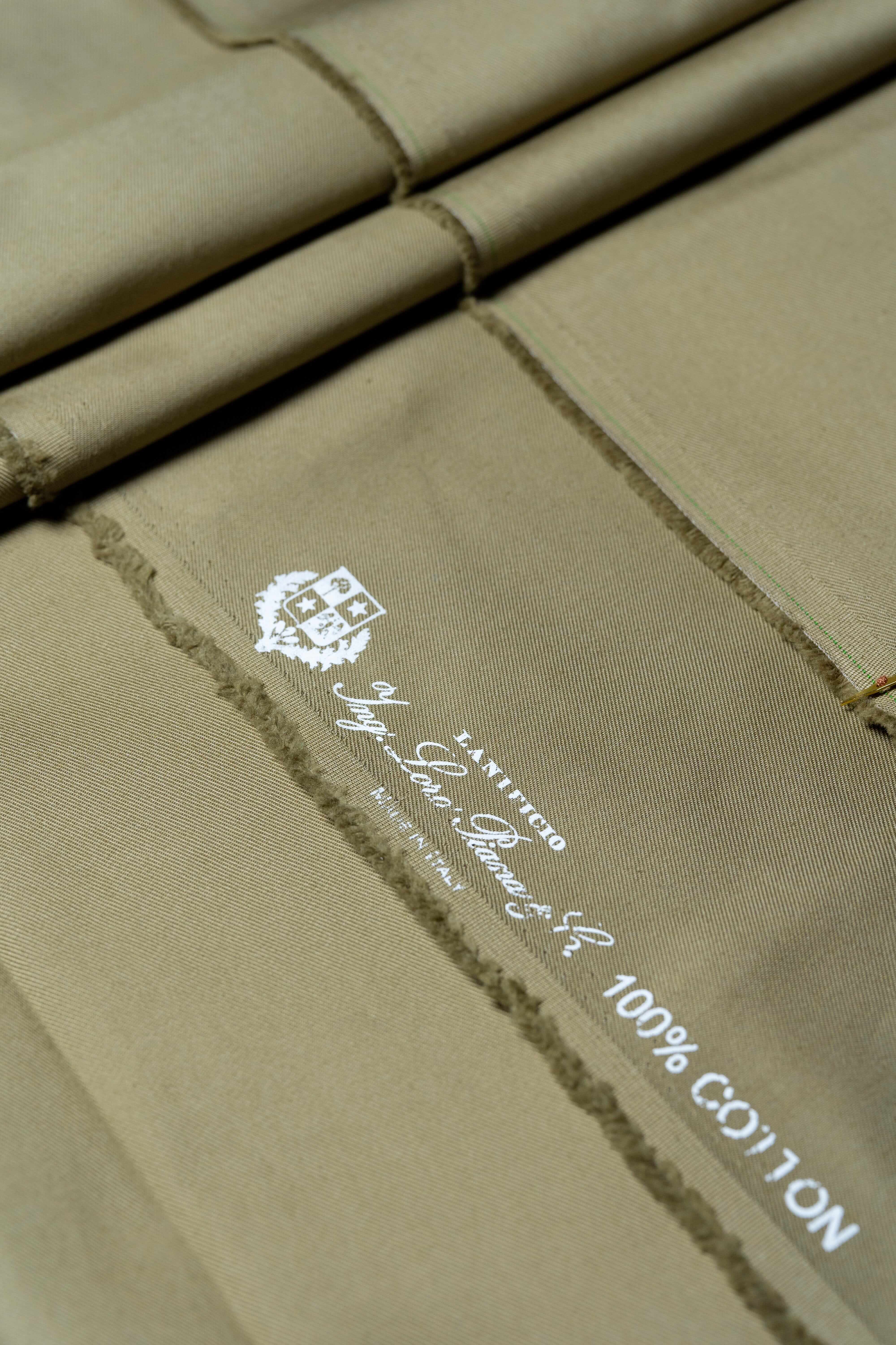 Modern Suit Fabrics-Loro Piana N704068 Loro Piana Taupe Twill Cotton Trousers-1.3m