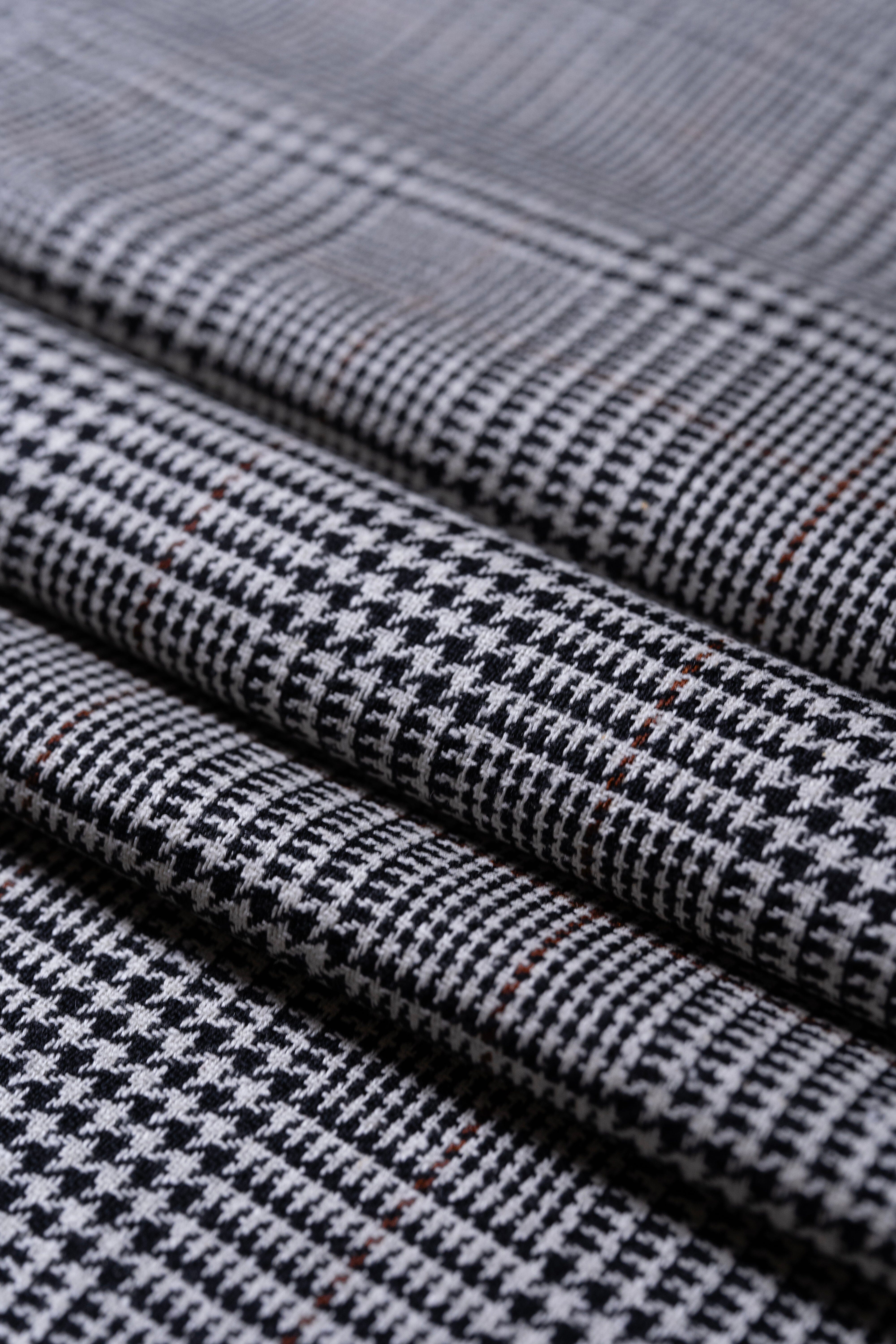 Modern Suit Fabrics-Marling & Evans Marling & Evans Black & White Brown Wool Linen Jacketing (18395/A1)-2.7m