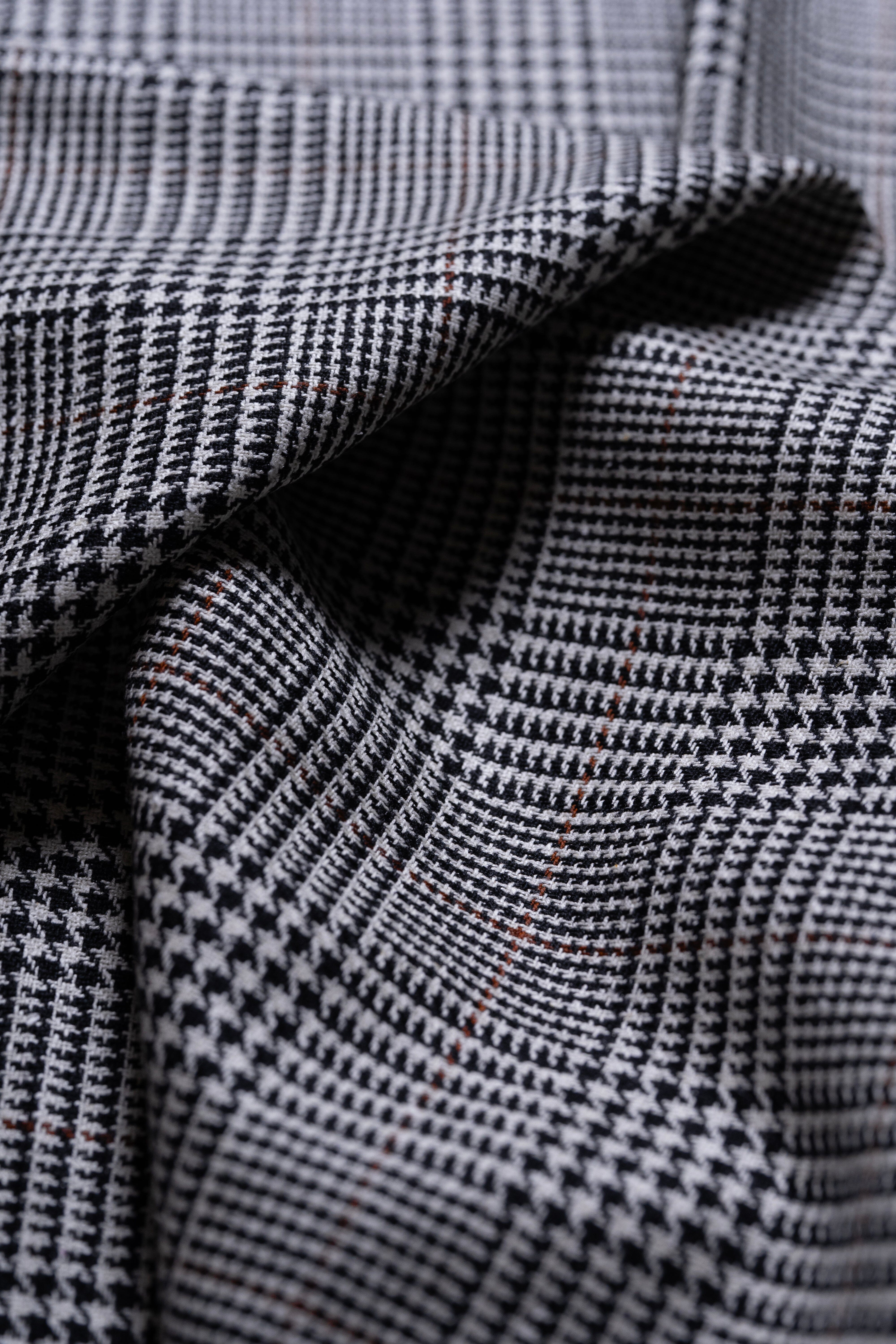 Modern Suit Fabrics-Marling & Evans Marling & Evans Black & White Brown Wool Linen Jacketing (18395/A1)-2.7m