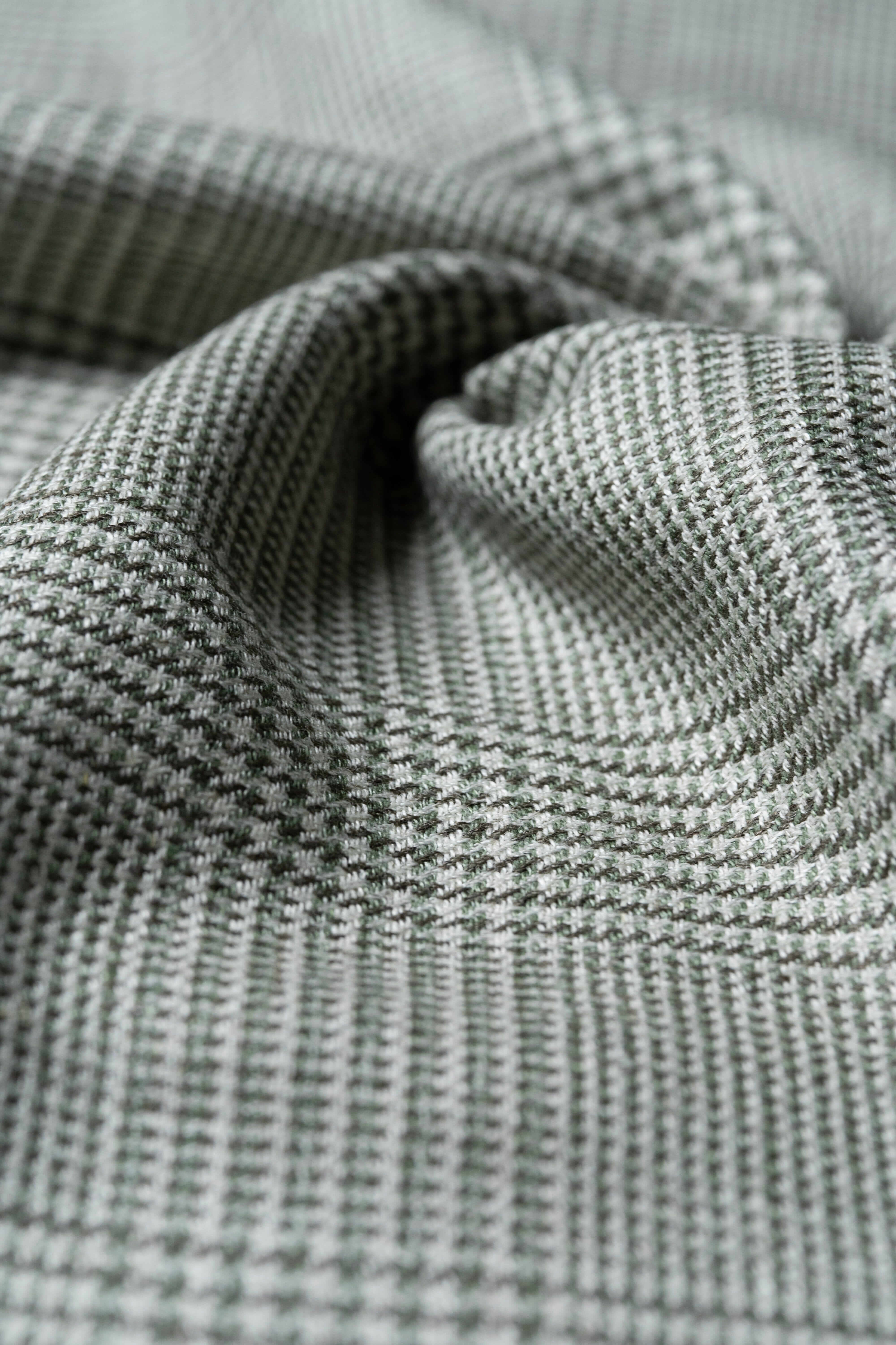 Modern Suit Fabrics-Marling & Evans Marling & Evans Glen Plaid Green & Brown Wool Linen Jacketing (17528/D3)-1.9m