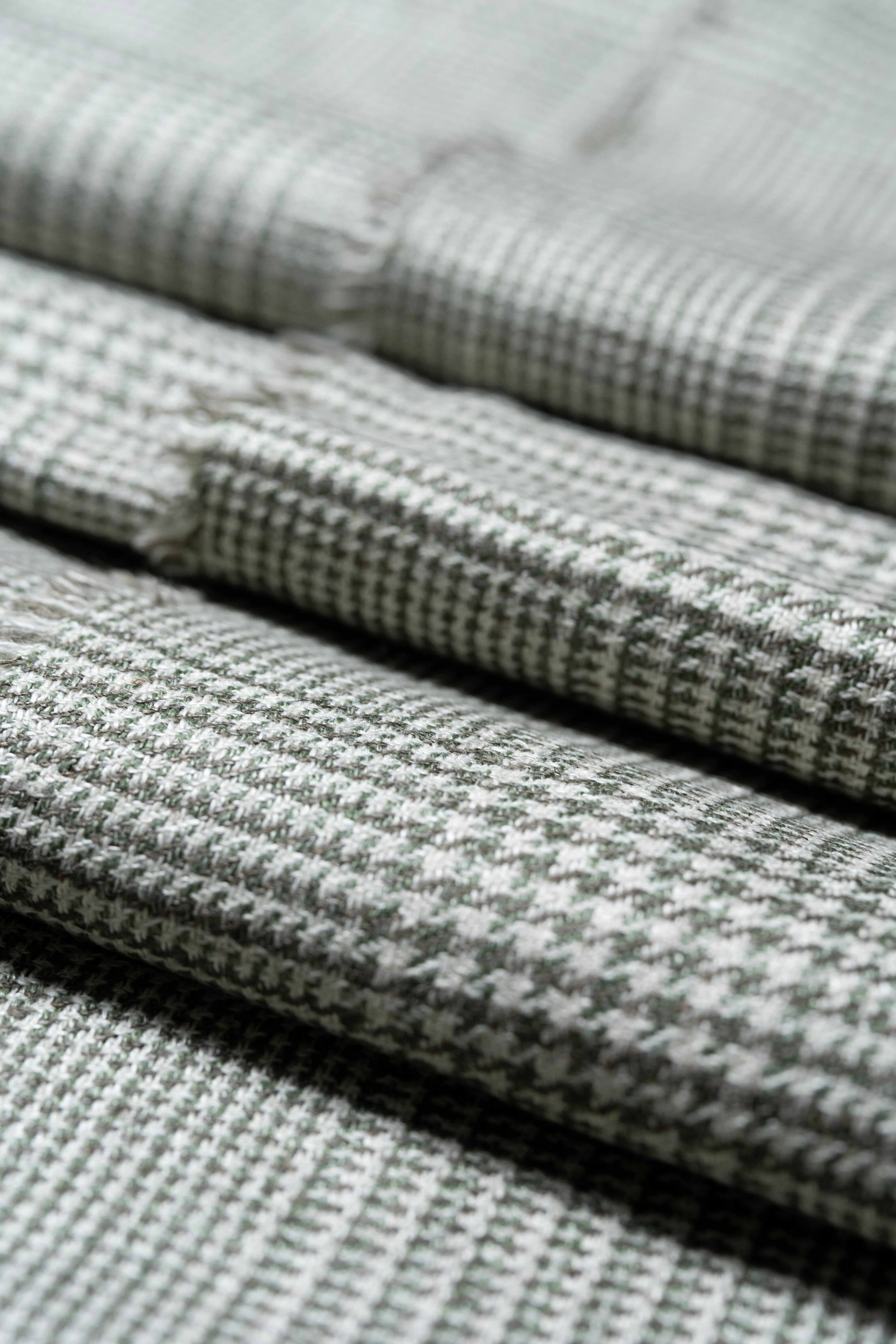 Modern Suit Fabrics-Marling & Evans Marling & Evans Glen Plaid Green & Brown Wool Linen Jacketing (17528/D3)-1.9m