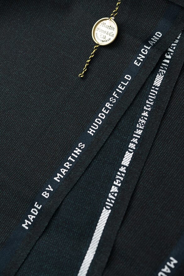 Vintage Suit Fabrics-Martin Sons & Co V20325 Dark Moss Green Stripe Wool Suiting -3m