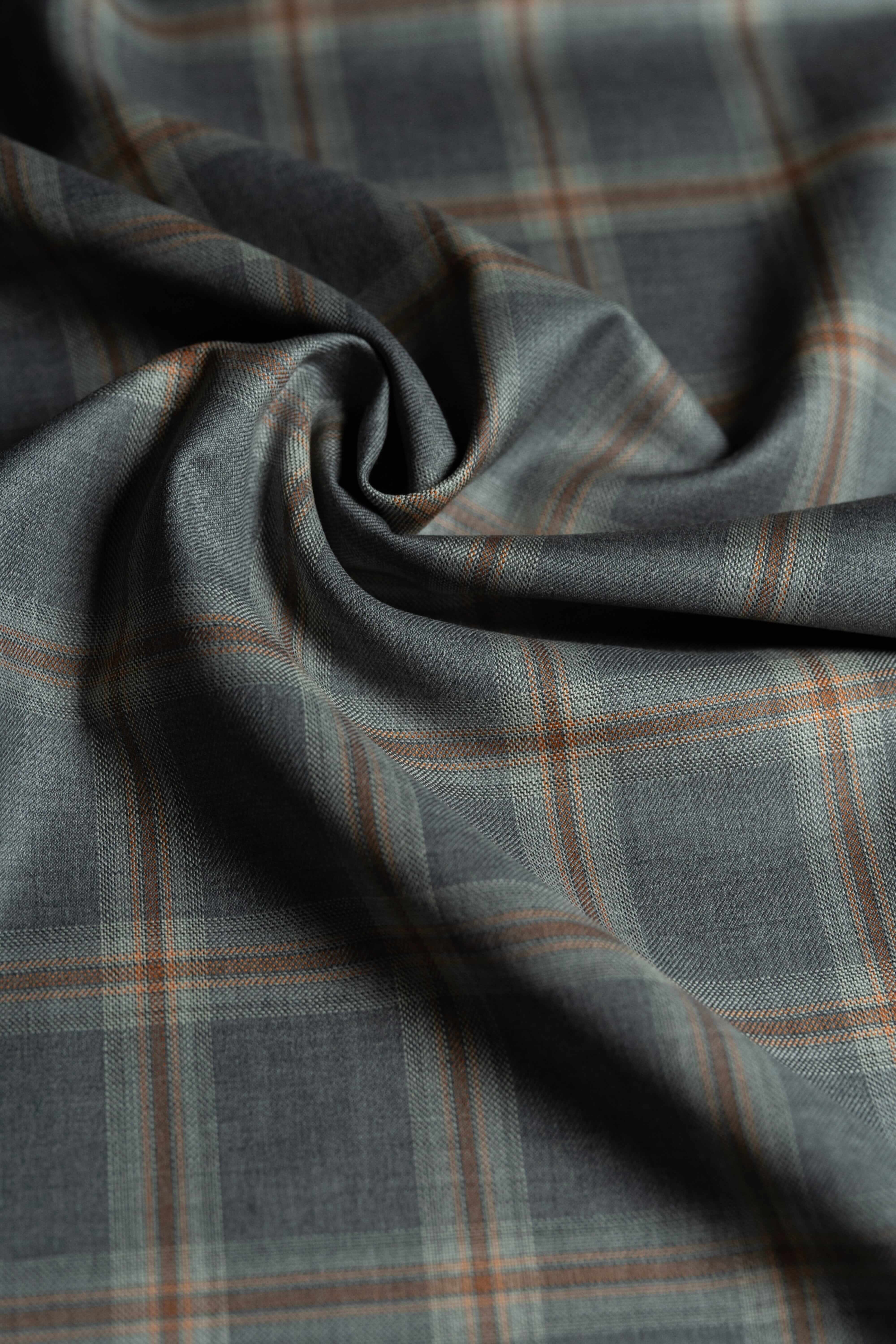 Modern Suit Fabrics-Marzoni SA0823 Marzoni Grey and Red Check Wool Jacketing-3m