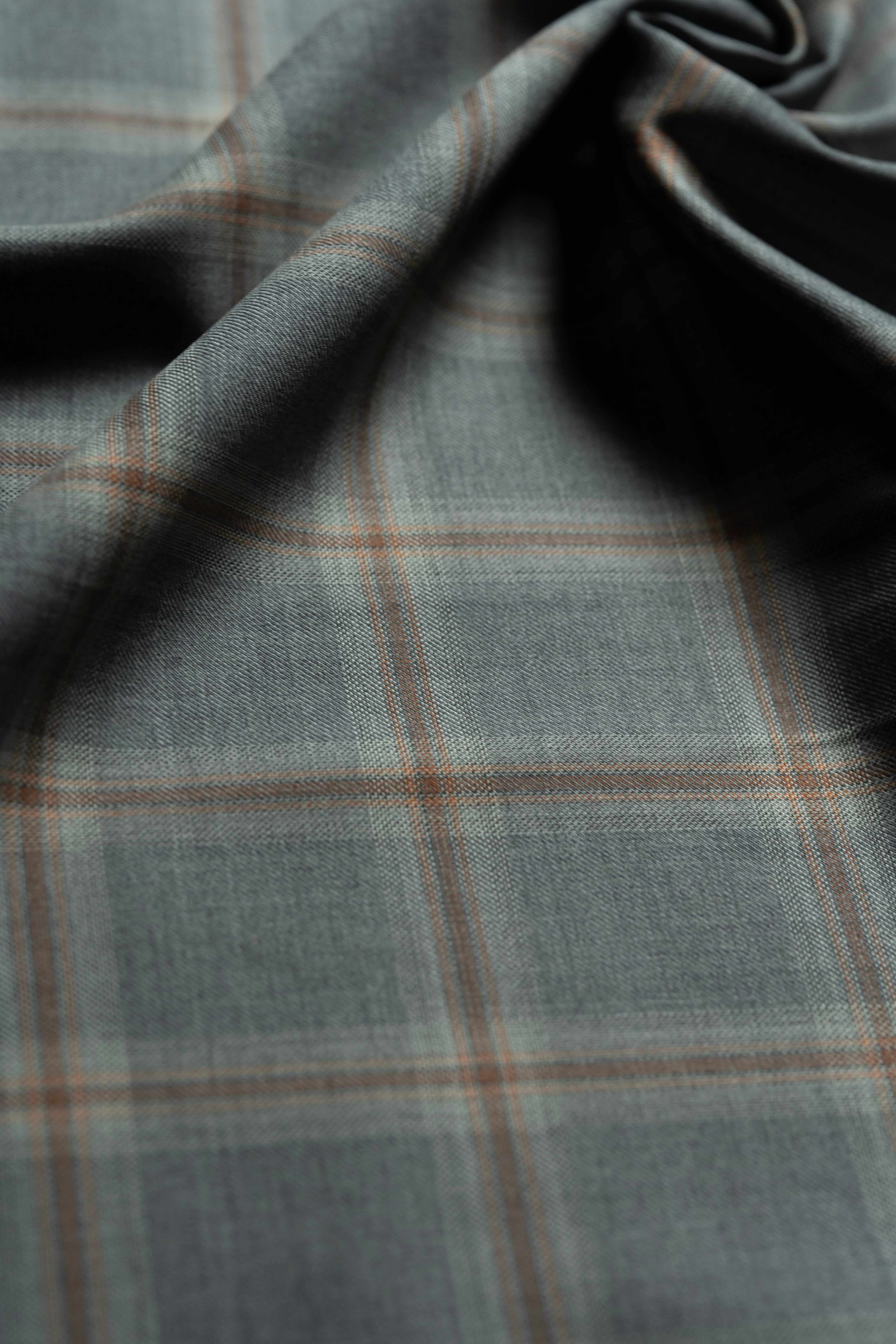 Modern Suit Fabrics-Marzoni SA0823 Marzoni Grey and Red Check Wool Jacketing-3m