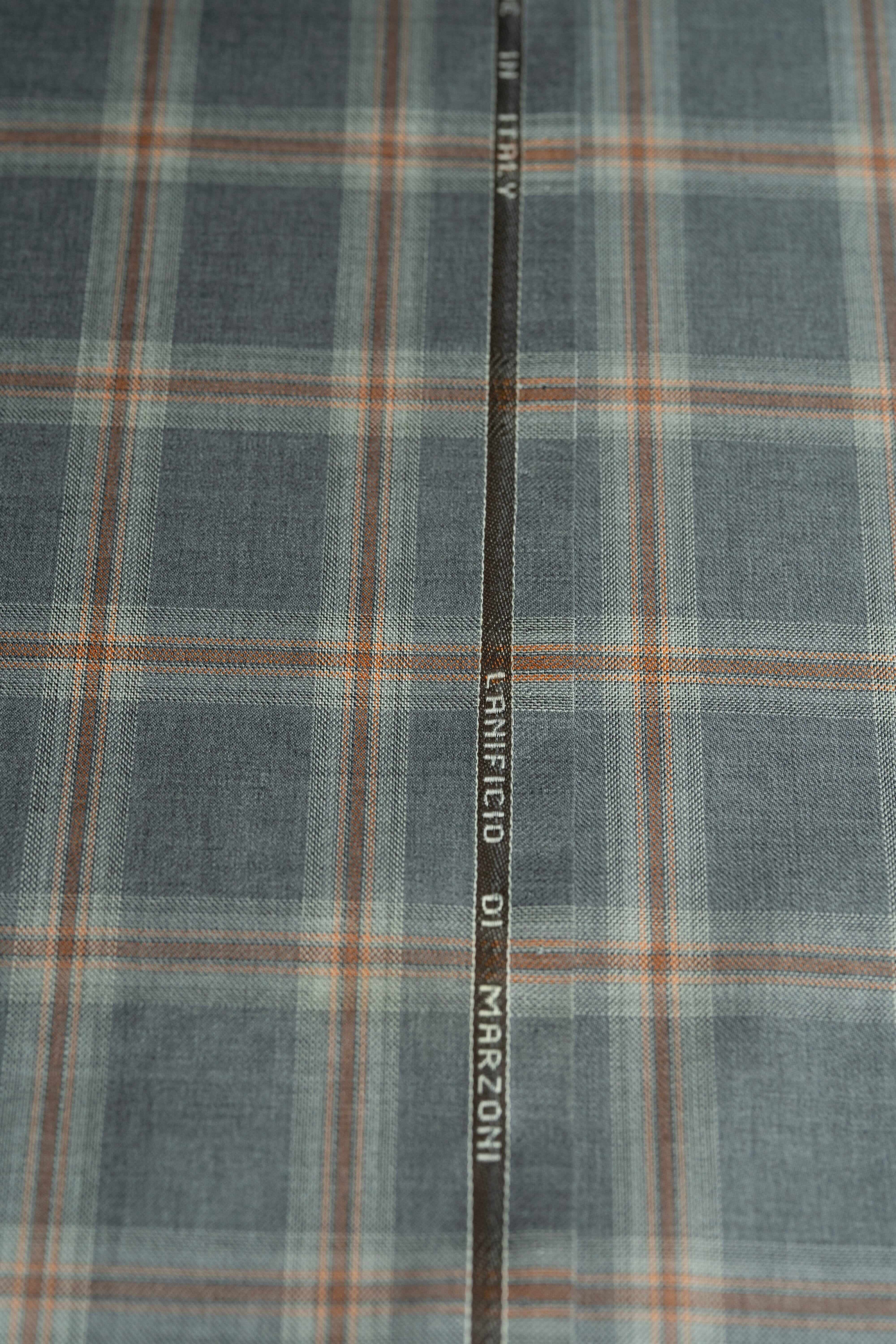 Modern Suit Fabrics-Marzoni SA0823 Marzoni Grey and Red Check Wool Jacketing-3m