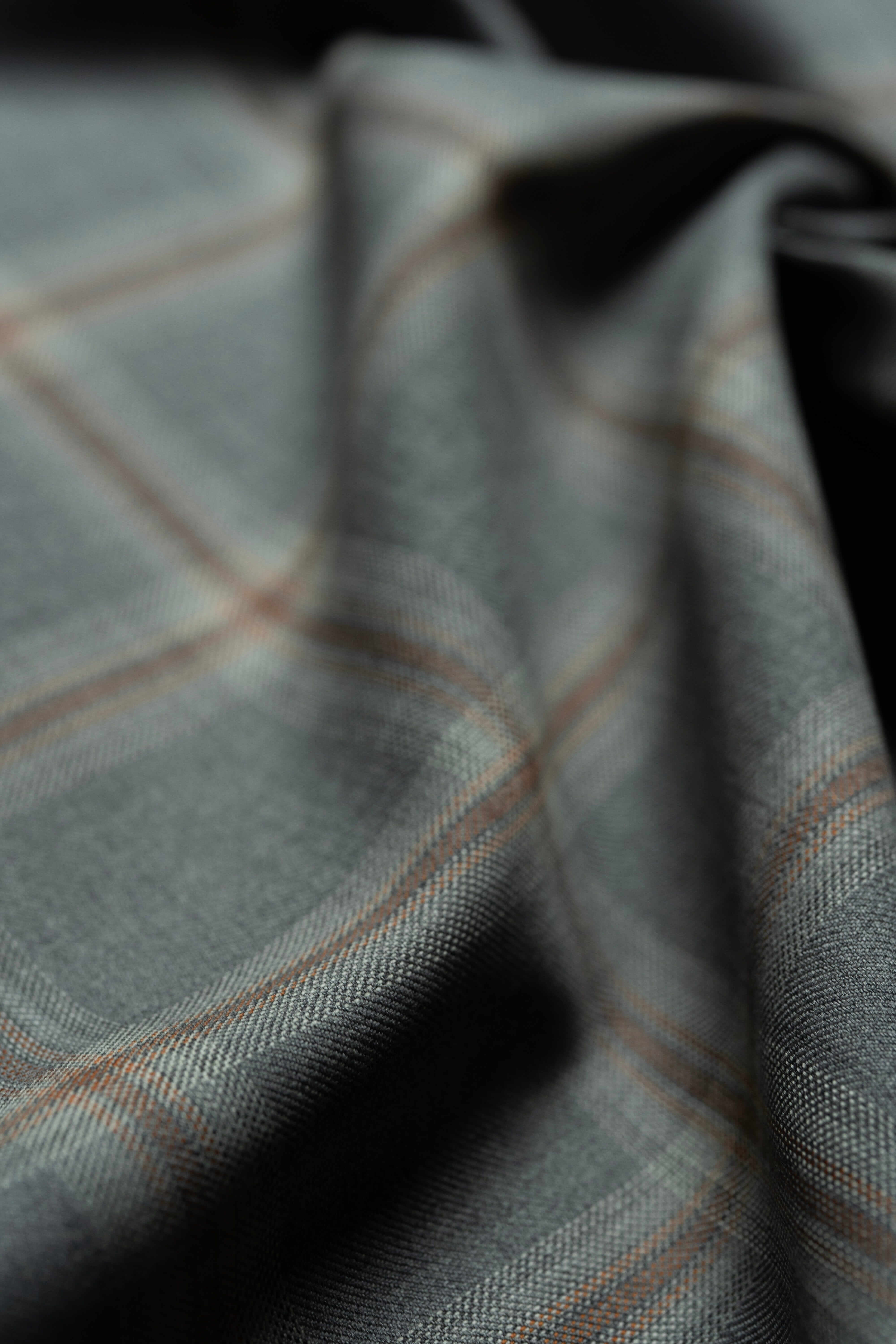 Modern Suit Fabrics-Marzoni SA0823 Marzoni Grey and Red Check Wool Jacketing-3m