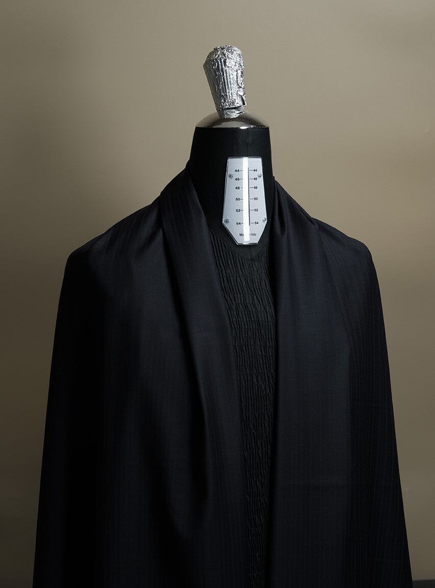 Vintage Suit Fabrics-Marzoni V23414 Marzoni Dark Navy Stripe Wool Silk Cashmere Suiting -3.1m