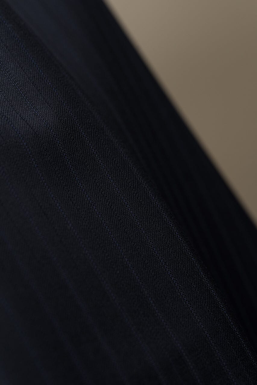 Vintage Suit Fabrics-Marzoni V23414 Marzoni Dark Navy Stripe Wool Silk Cashmere Suiting -3.1m