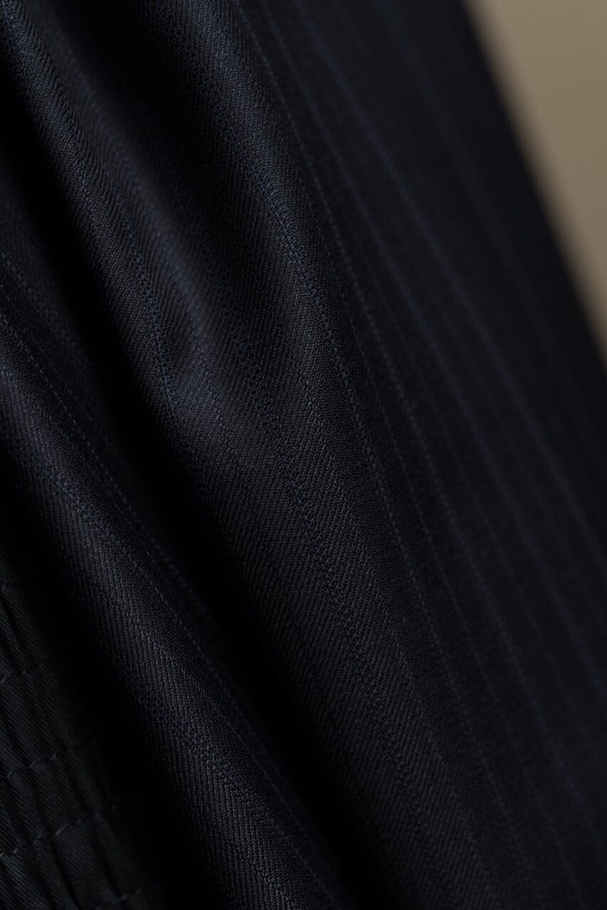 Vintage Suit Fabrics-Marzoni V23414 Marzoni Dark Navy Stripe Wool Silk Cashmere Suiting -3.1m